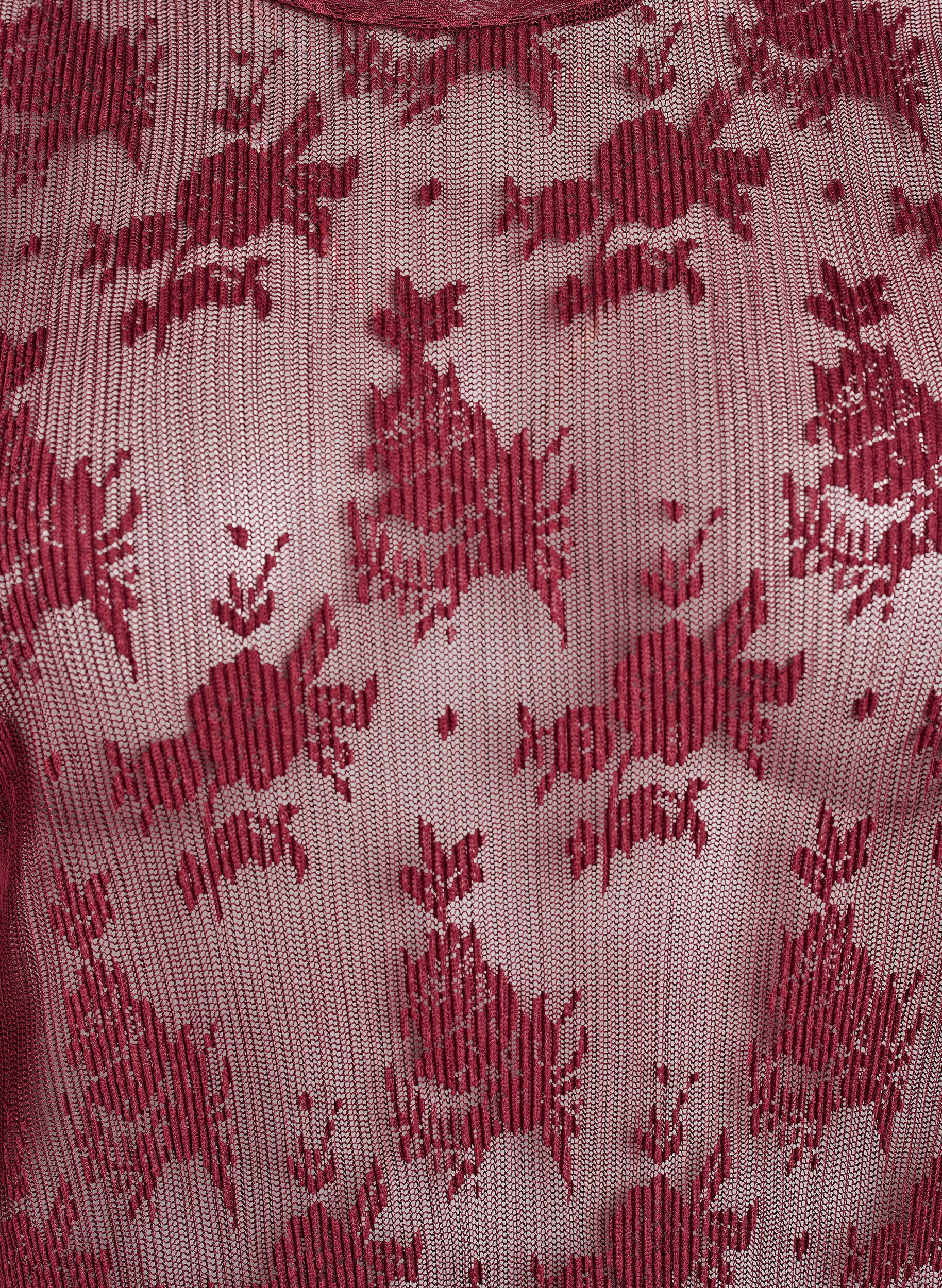 Zizzi Blouse &agrave; manches longues en maille avec motif dentelle, Bordeaux fonc&eacute;, Packshot image number 2