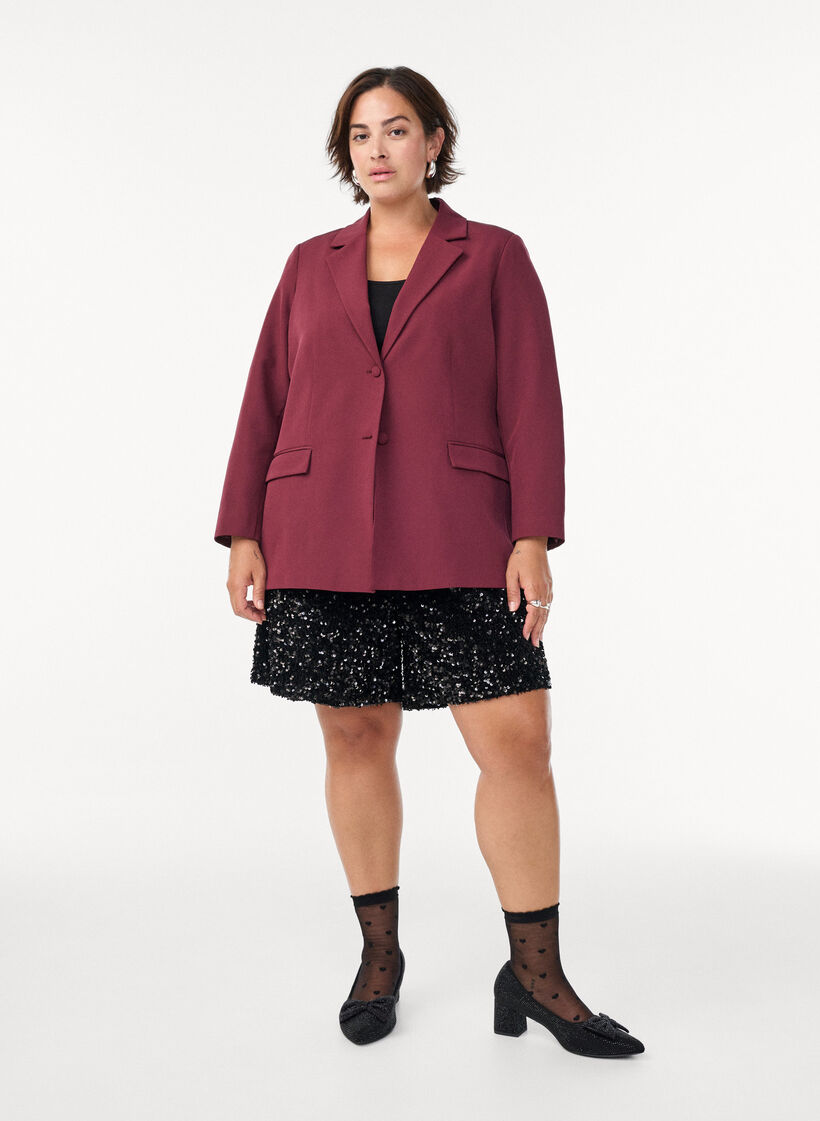 Blazer classique avec fermeture &agrave; boutons, Bordeaux, Model image number 1