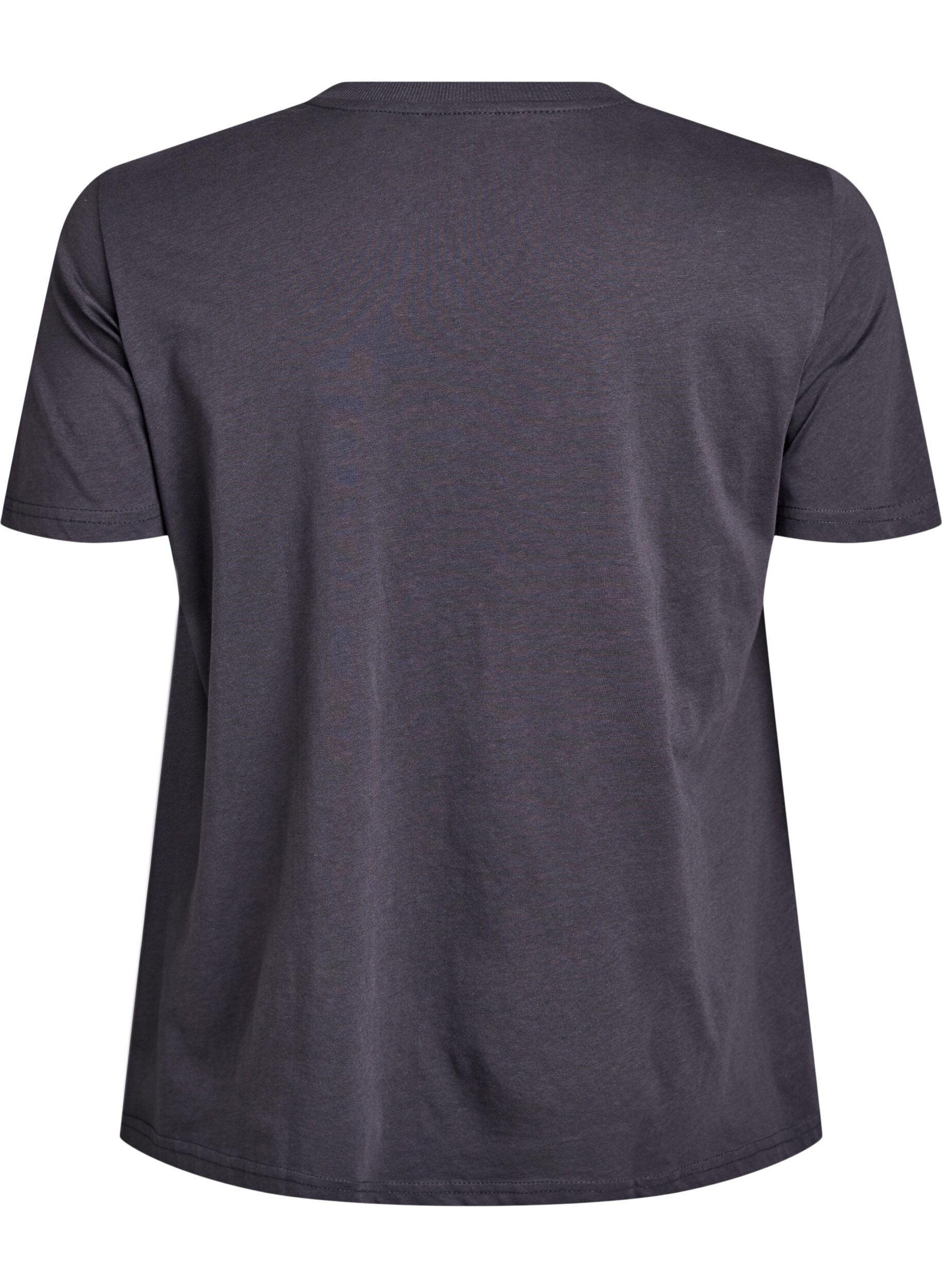 Zizzi T-shirt en coton avec imprim&eacute; sur le devant, Gris anthracite, Packshot image number 1