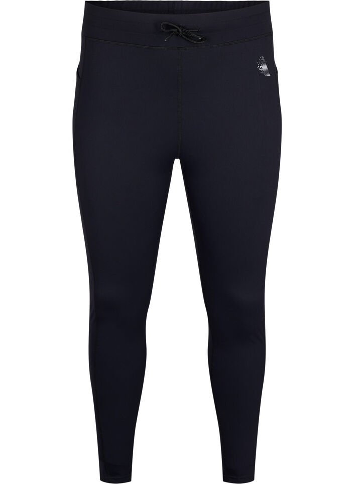  Collants d&rsquo;entra&icirc;nement 7/8 avec poches, Noir, Packshot image number 0