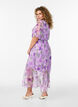 Robe longue en chiffon imprim&eacute; floral et manches courtes, Mauve, Model image number 1