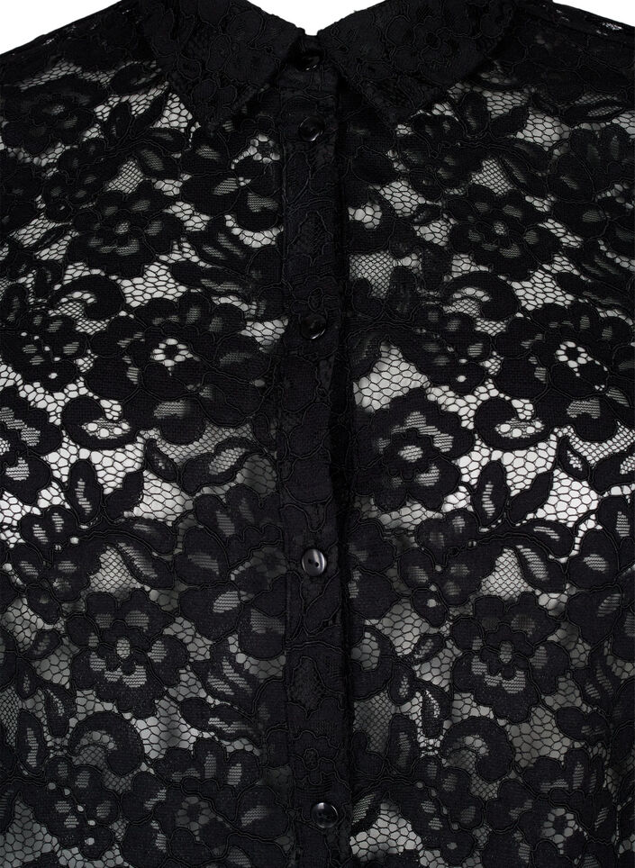 Chemise en dentelle à manches courtes, Black, Packshot image number 2
