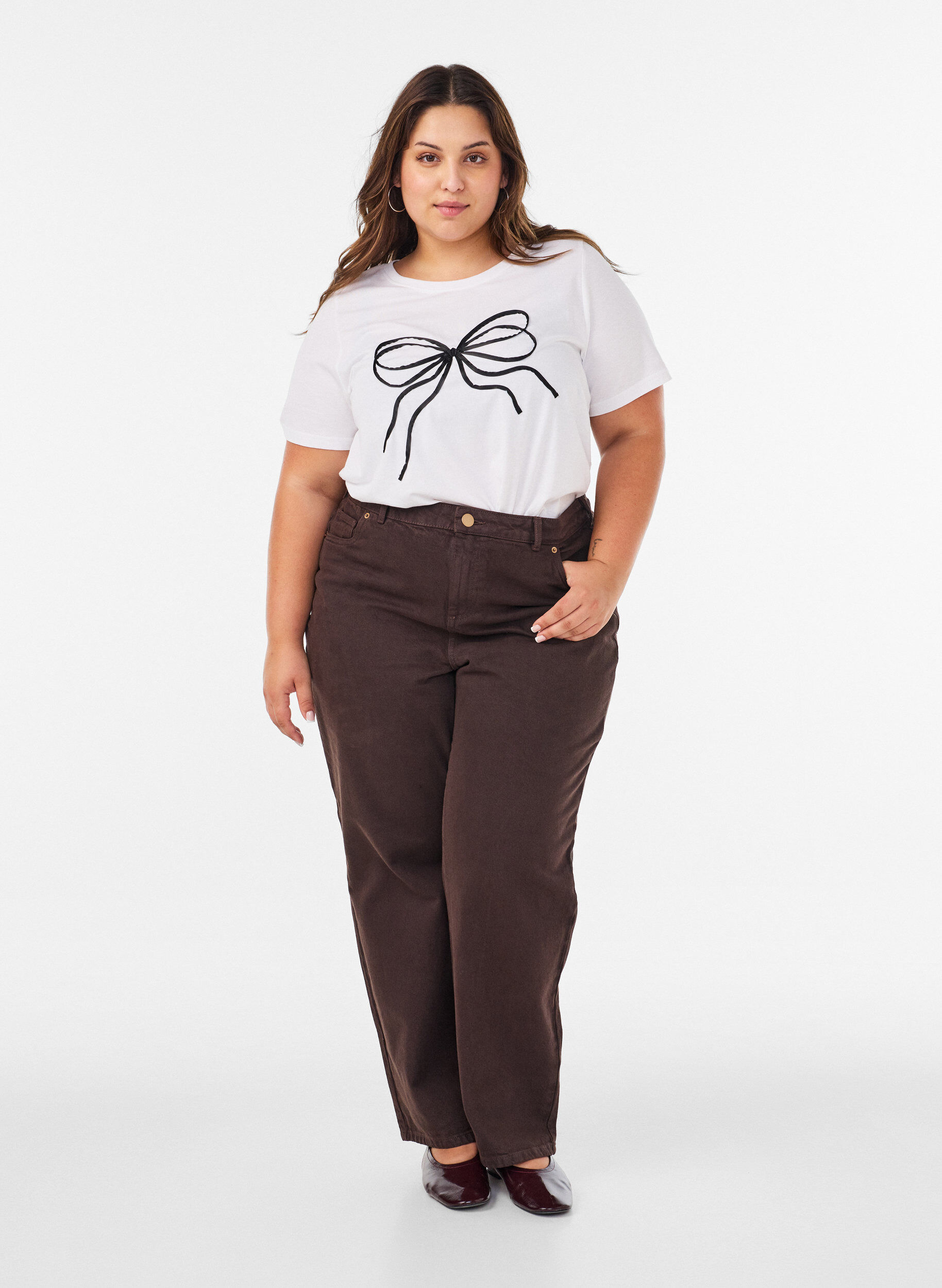 ZizziT-Shirt aus Bio-Baumwolle mit dekorativem Motiv, Wei&szlig;, Model image number 1