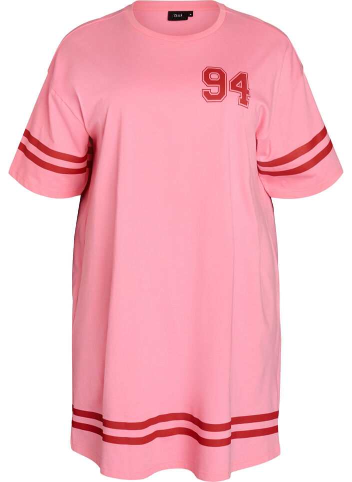 Kurzes T-Shirt-Kleid mit sportlichen Details, Pink, Packshot image number 0