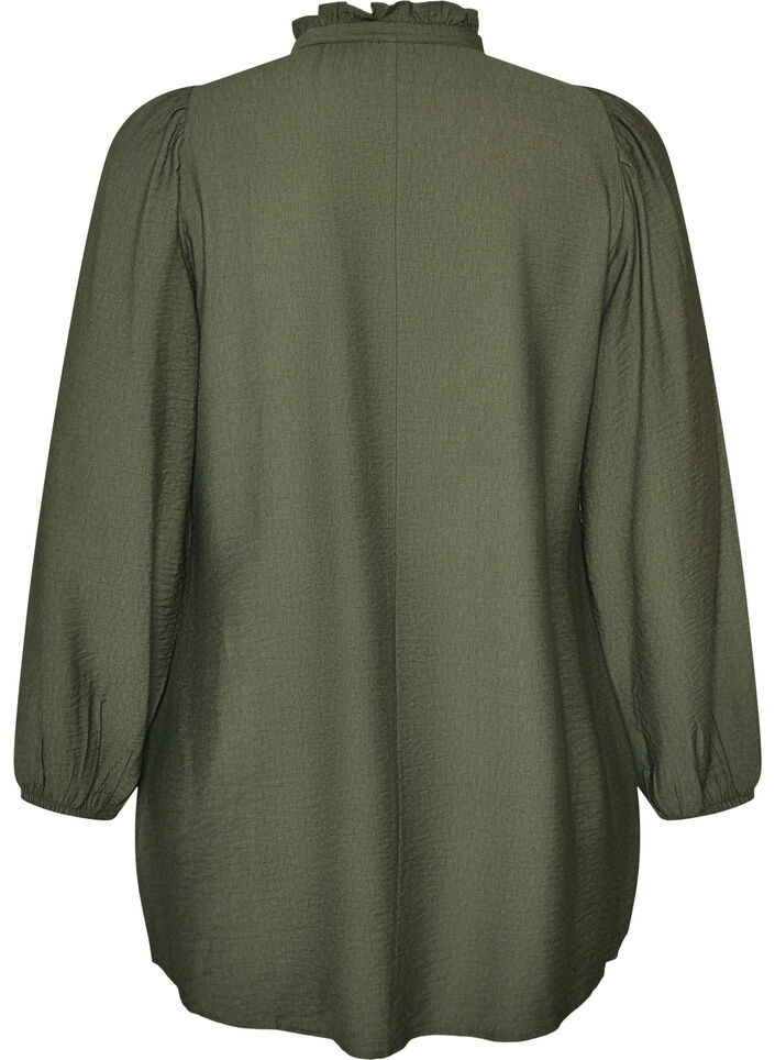 Tunique en viscose avec volants et boutons, Vert, Packshot image number 1