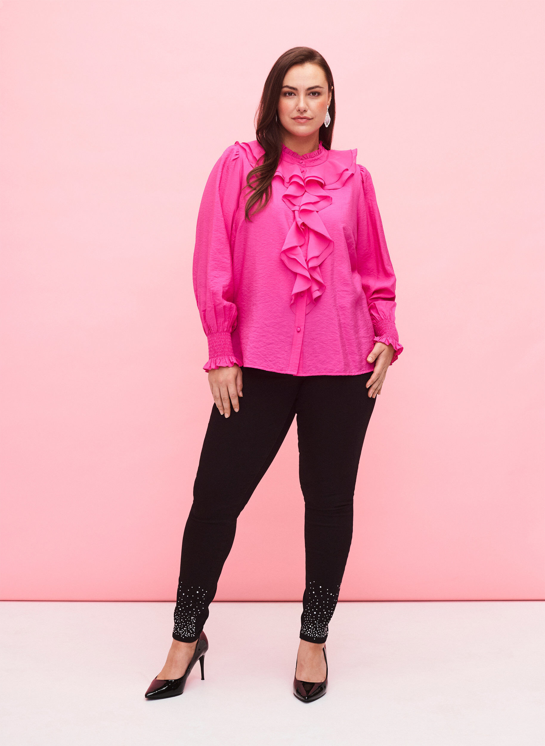 Zizzi Jean Amy taille haute avec des strass, Black, Model image number 0