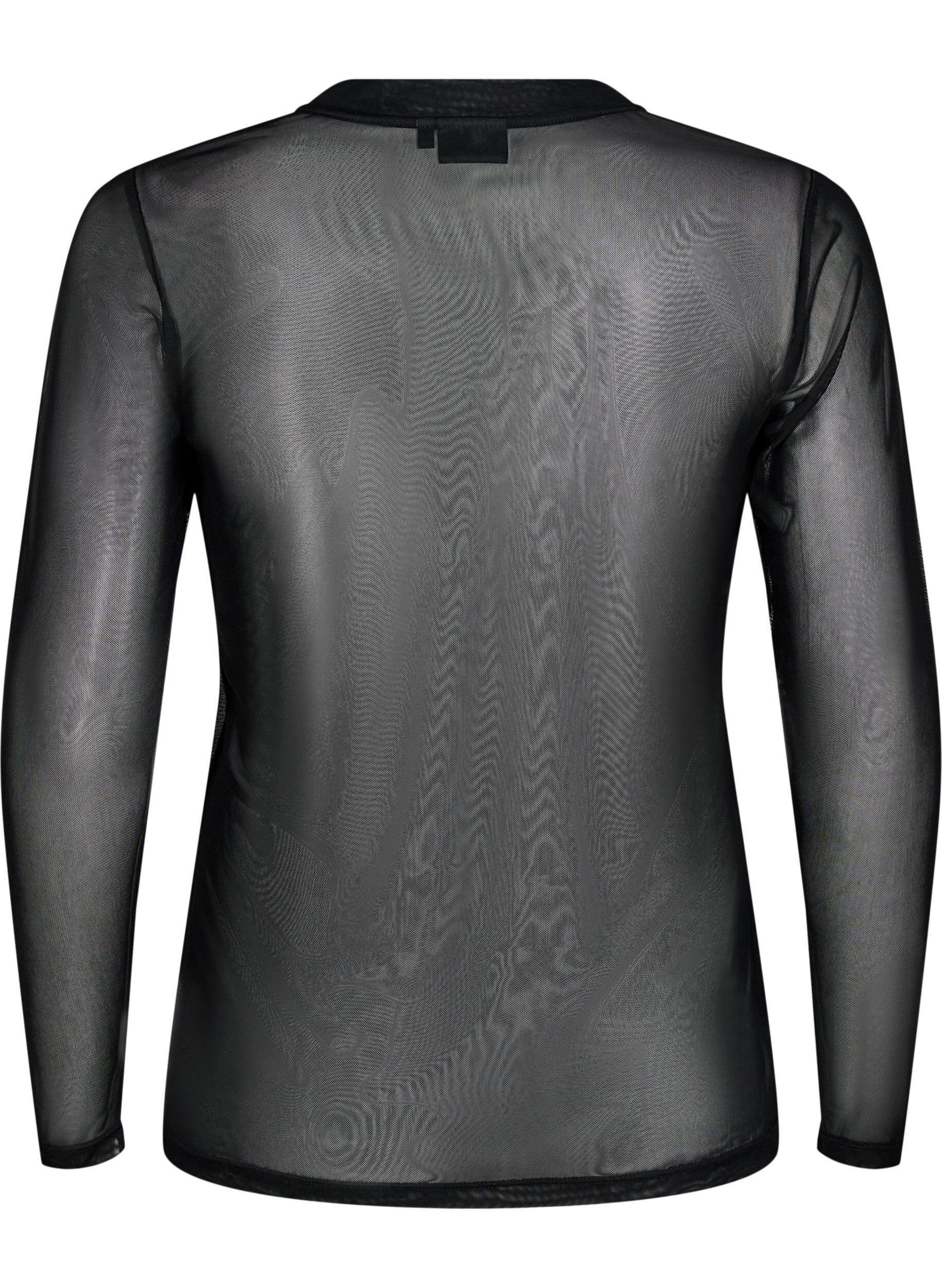 Zizzi Einfarbige Mesh-Bluse, Schwarz, Packshot image number 1