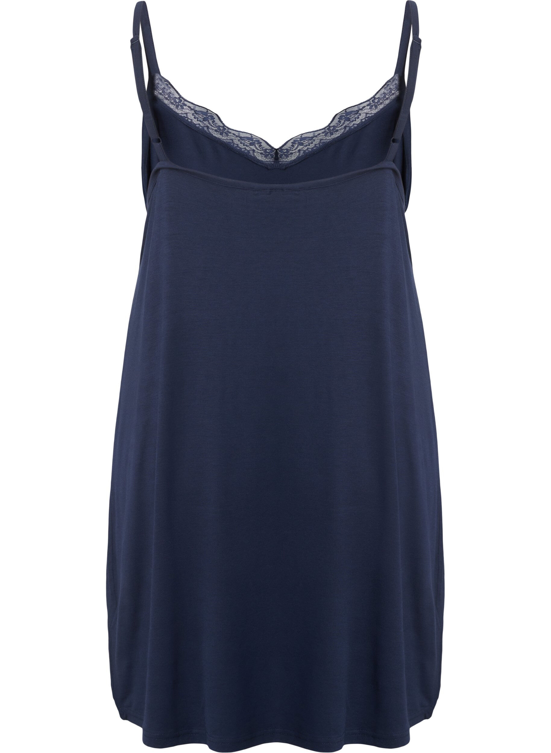 Zizzi Chemise de nuit avec bord dentelle en viscose, Bleu, Packshot image number 1