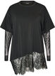 Blouse avec manches en maille et finitions en dentelle, Noir, Packshot image number 0