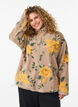 Gebl&uuml;mte Fleecejacke mit hohem Kragen und Rei&szlig;verschluss, Beige, Model image number 0