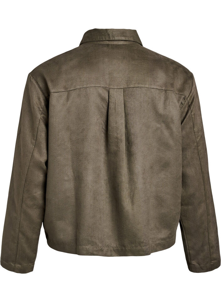 Kurze Jacke aus Wildlederimitat mit Taschen, Grün, Packshot image number 1