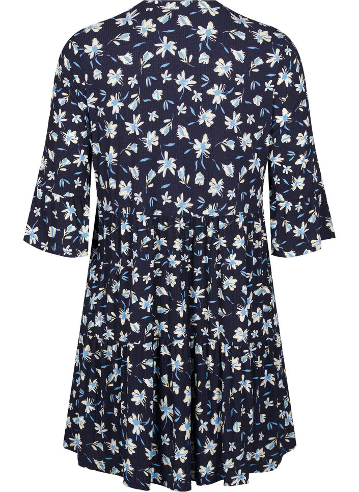 Robe courte évasée à imprimé floral, Bleu, Packshot image number 1