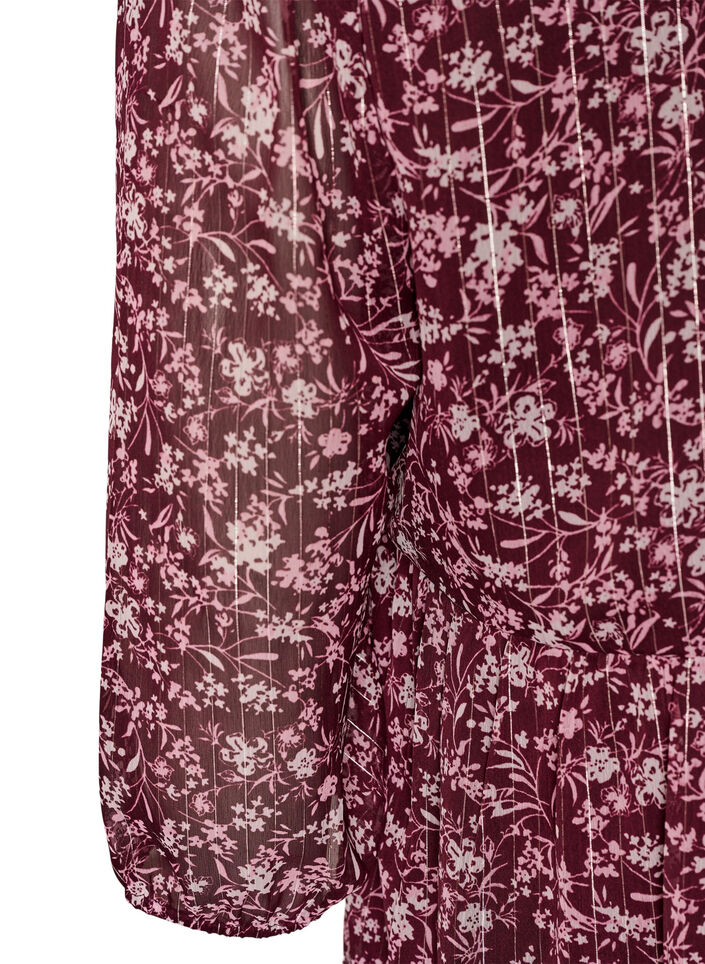 Tunika mit Blumenmuster und Glitzerf&auml;den, Rot, Packshot image number 3