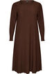 Robe midi avec une texture ondul&eacute;e et des manches longues, Marron, Packshot image number 0