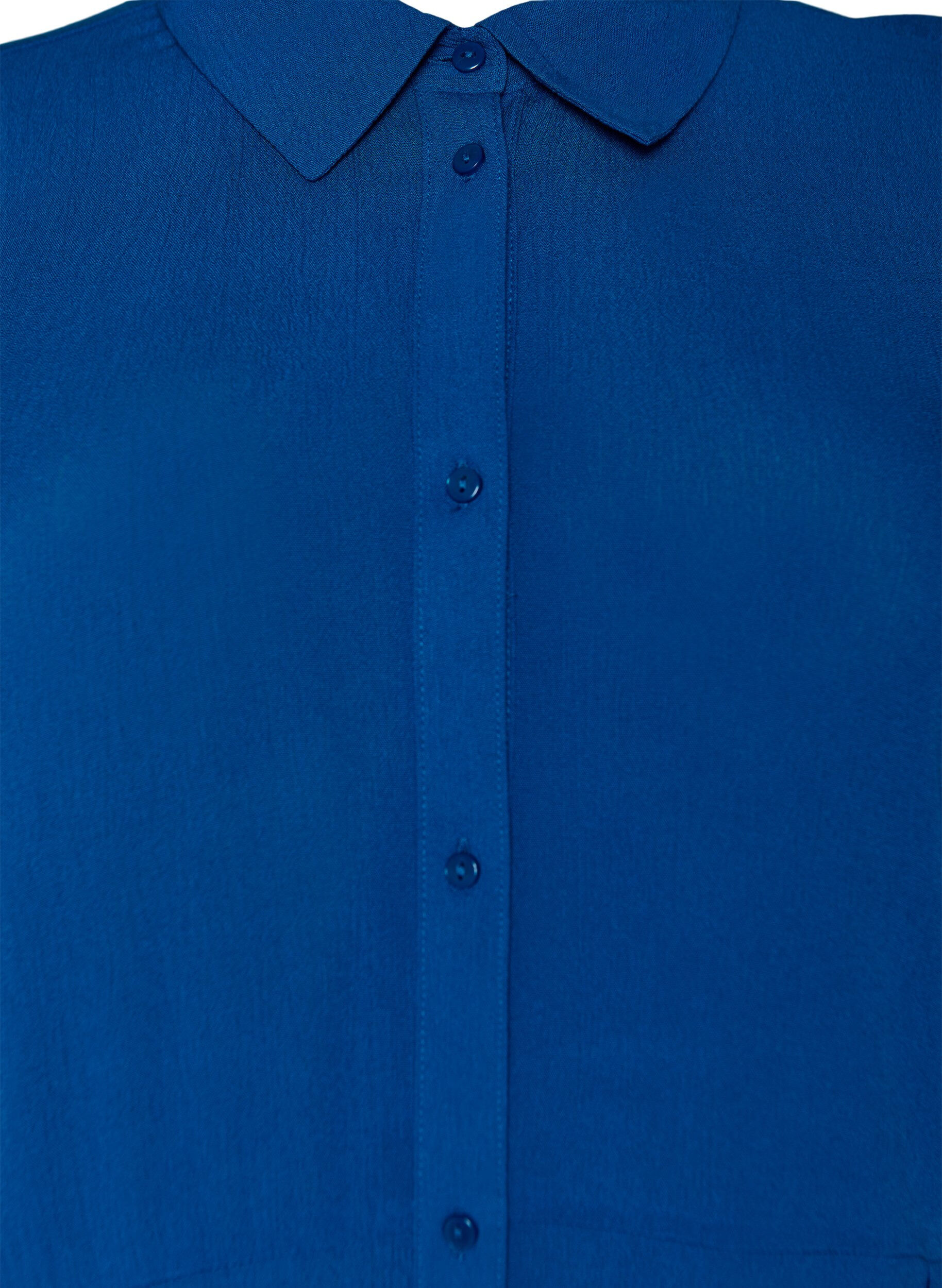 Zizzi Midikleid mit kurzen &Auml;rmeln, Blau, Packshot image number 2