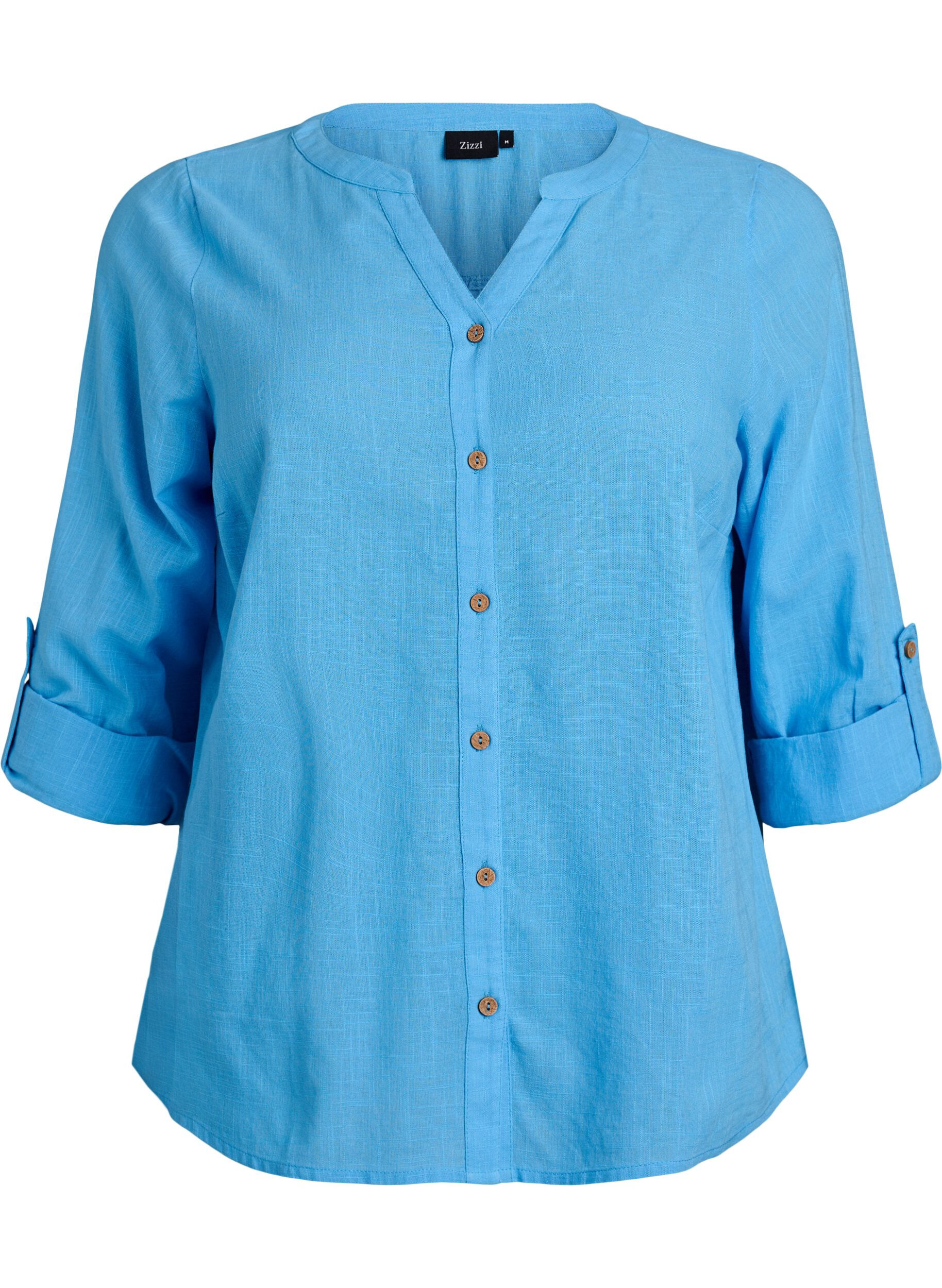 ZizziChemisier en coton avec col en V, Bleu, Packshot image number 0
