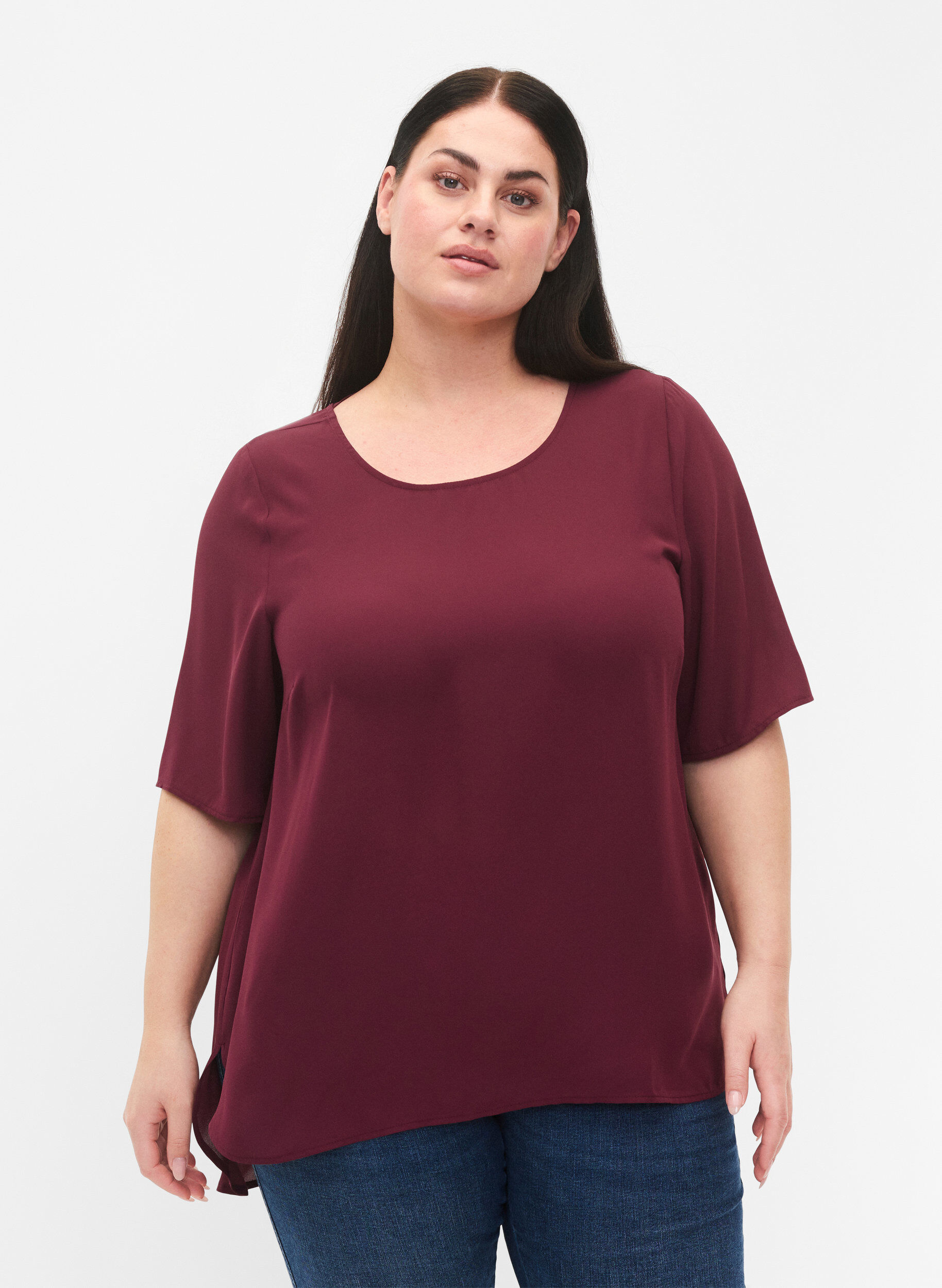 Zizzi Bluse mit Kreuzdetail auf der R&uuml;ckseite, Port Royal, Model image number 0