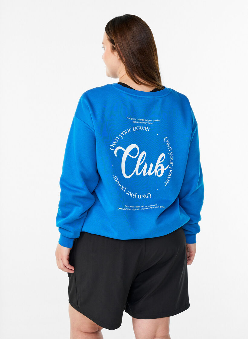 Sweatshirt mit Textprint, Blau, Model