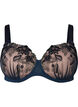 Soutien-gorge moul&eacute; avec broderies florales et d&eacute;tails drap&eacute;s, Bleu, Packshot image number 0
