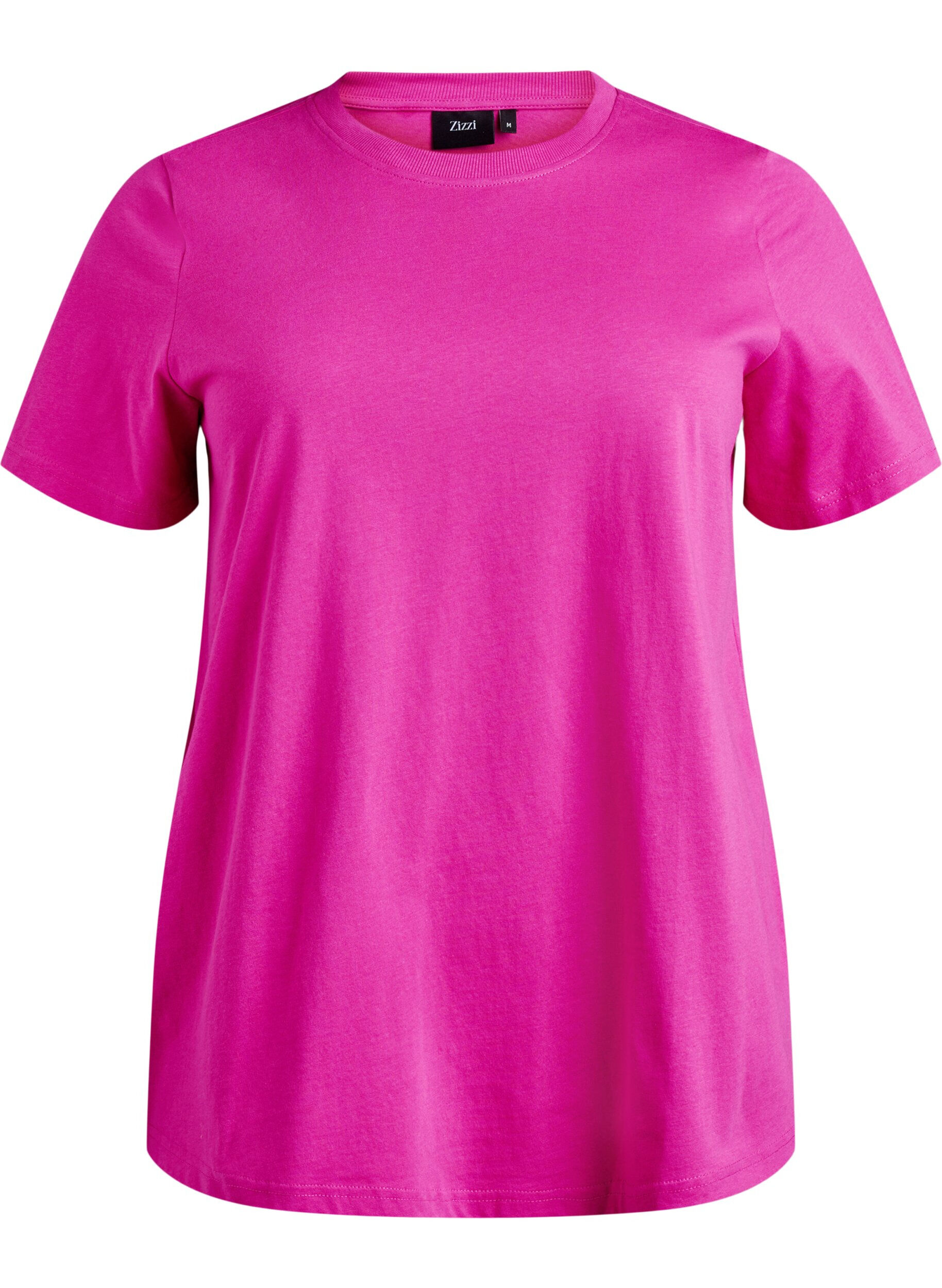 ZizziT-shirt basique en coton &agrave; col rond, Rose, Packshot image number 0