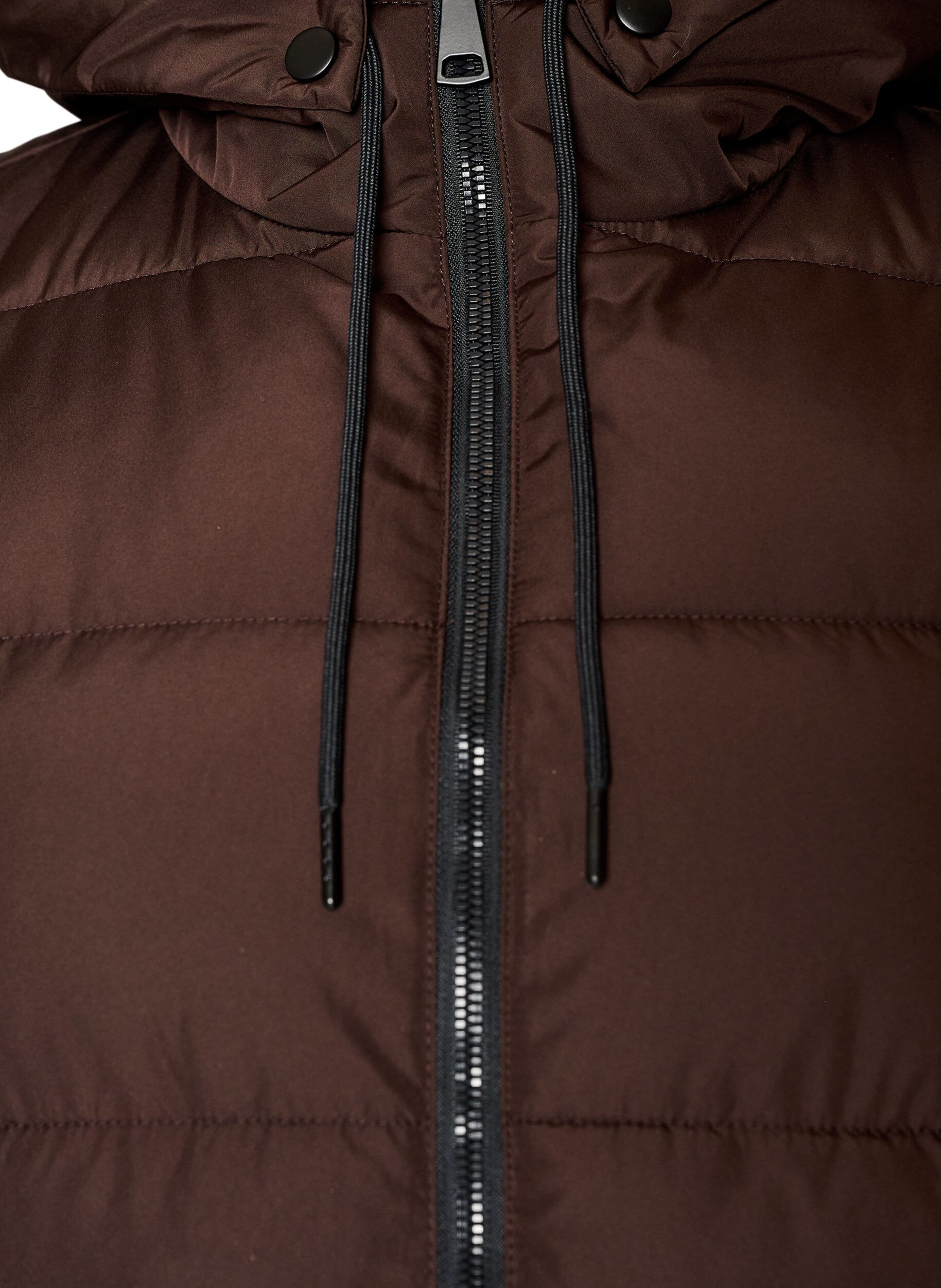 ZizziGilet long avec capuche et poches, Marron, Packshot image number 2