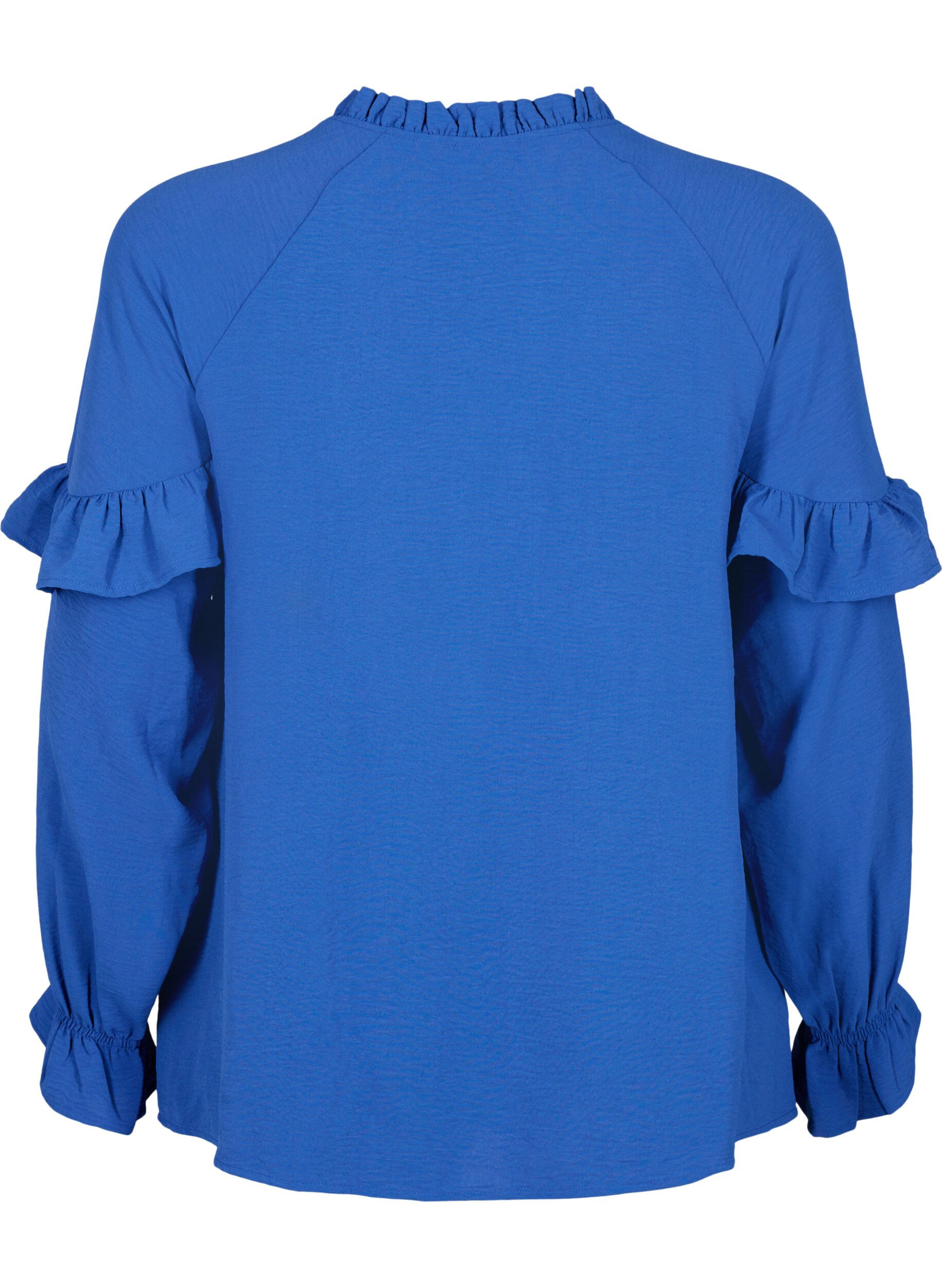 Zizzi Blouse avec volants et boutons, Deep Ultramarine, Packshot image number 1