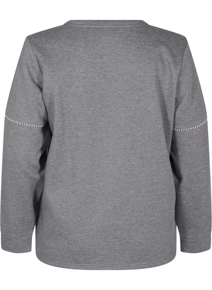 Sweat-shirt avec coutures contrastées, Medium Grey Mél, Packshot image number 1