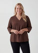 Bluse mit 3/4-&Auml;rmeln, Braun, Model image number 0