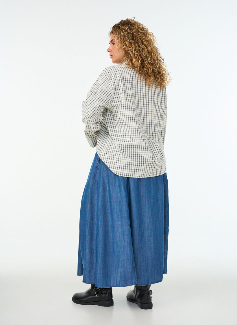 Jupe longue en lyocell aspect denim, Bleu, Model image number 1