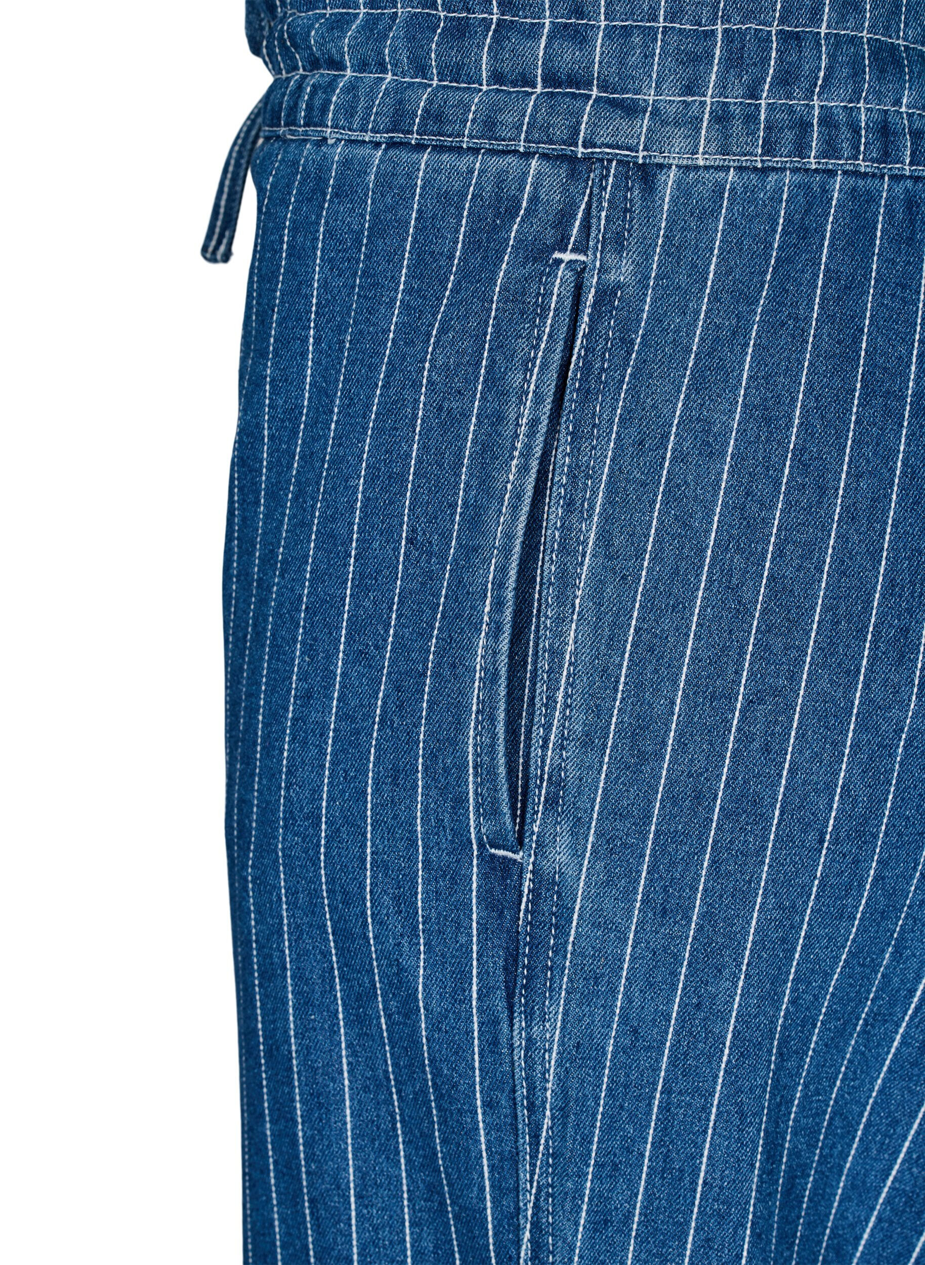 Zizzi Jeans mit weitem Bein und Streifen, Blau, Packshot image number 3
