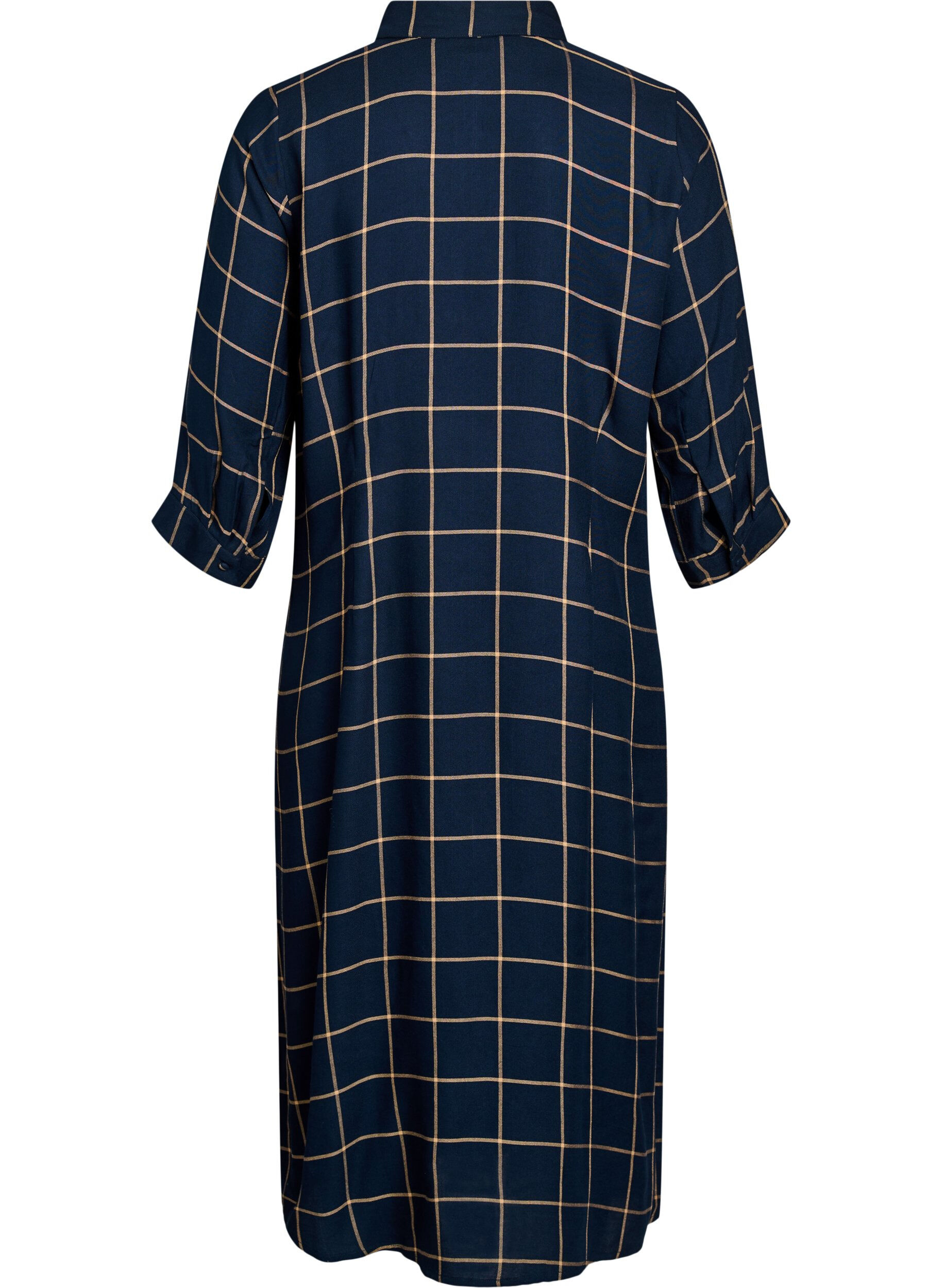 Zizzi Robe chemise longue &agrave; carreaux, Bleu, Packshot image number 1