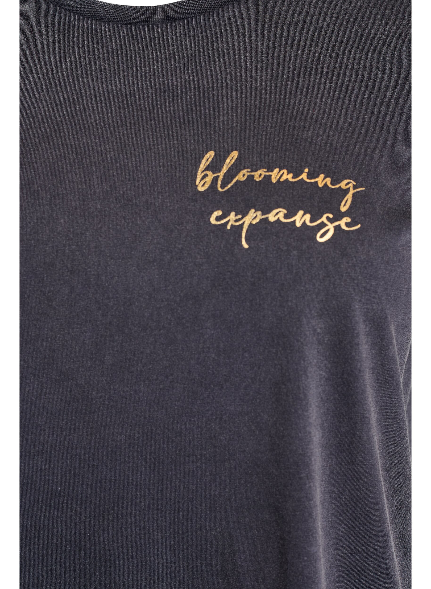 Zizzi T-shirt en coton biologique avec une impression cool, Gris anthracite, Packshot image number 2