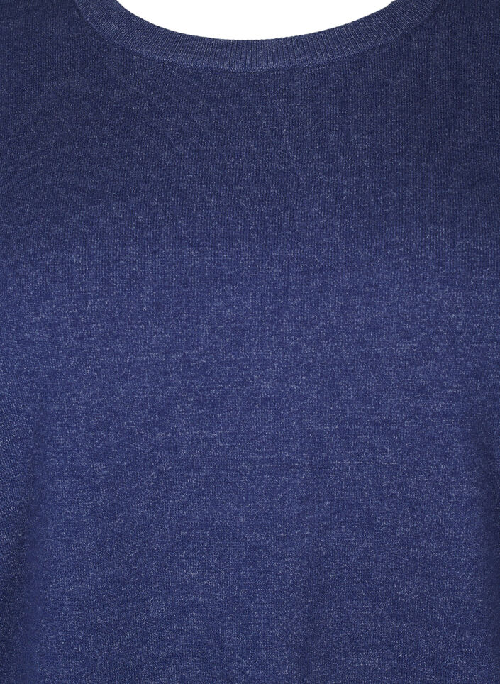 Chemisier à manches longues en maille avec fente, Bleu, Packshot image number 2