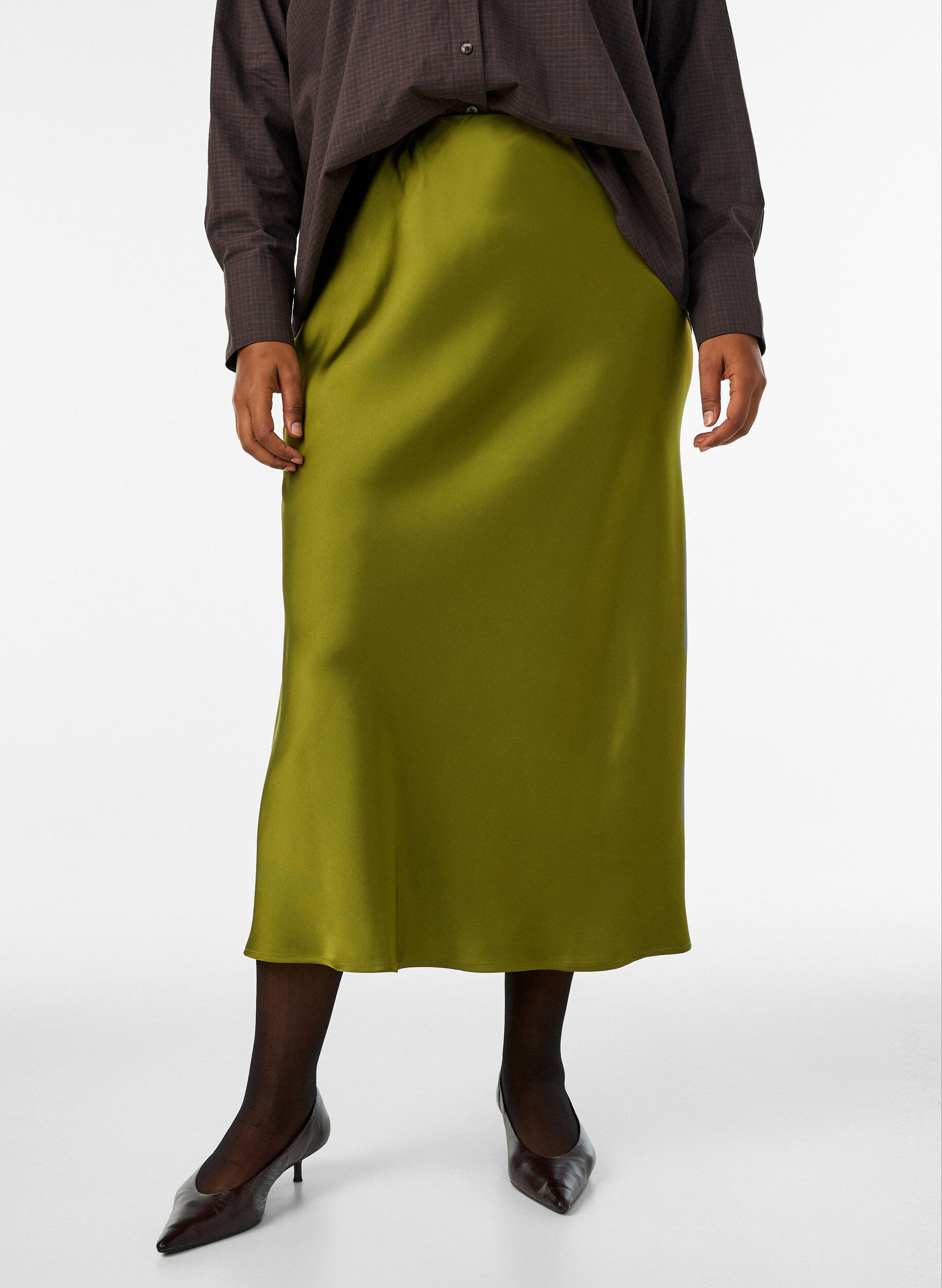 ZizziJupe midi en satin, Vert, Model image number 2