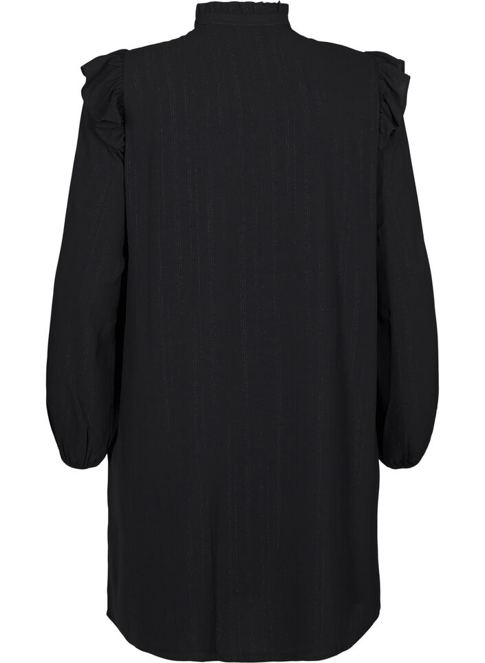 Robe courte &agrave; volants et paillettes, Noir, Packshot image number 1