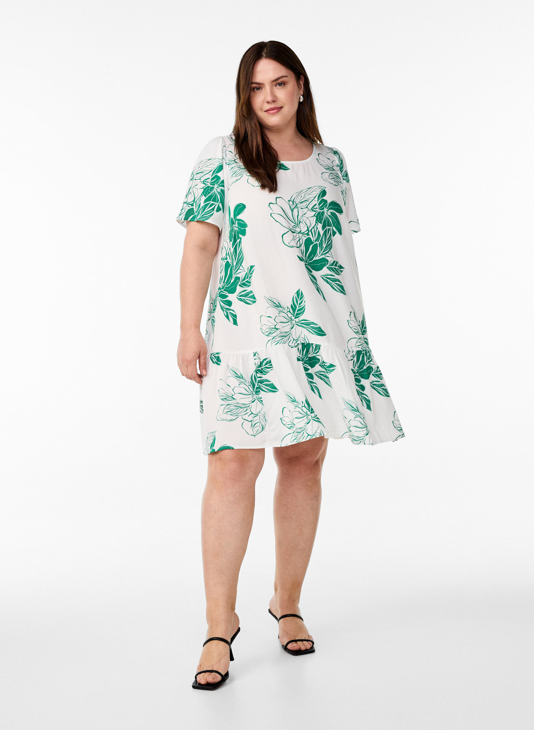 ZizziRobe en viscose avec d&eacute;coupe, Vert, Model image number 1