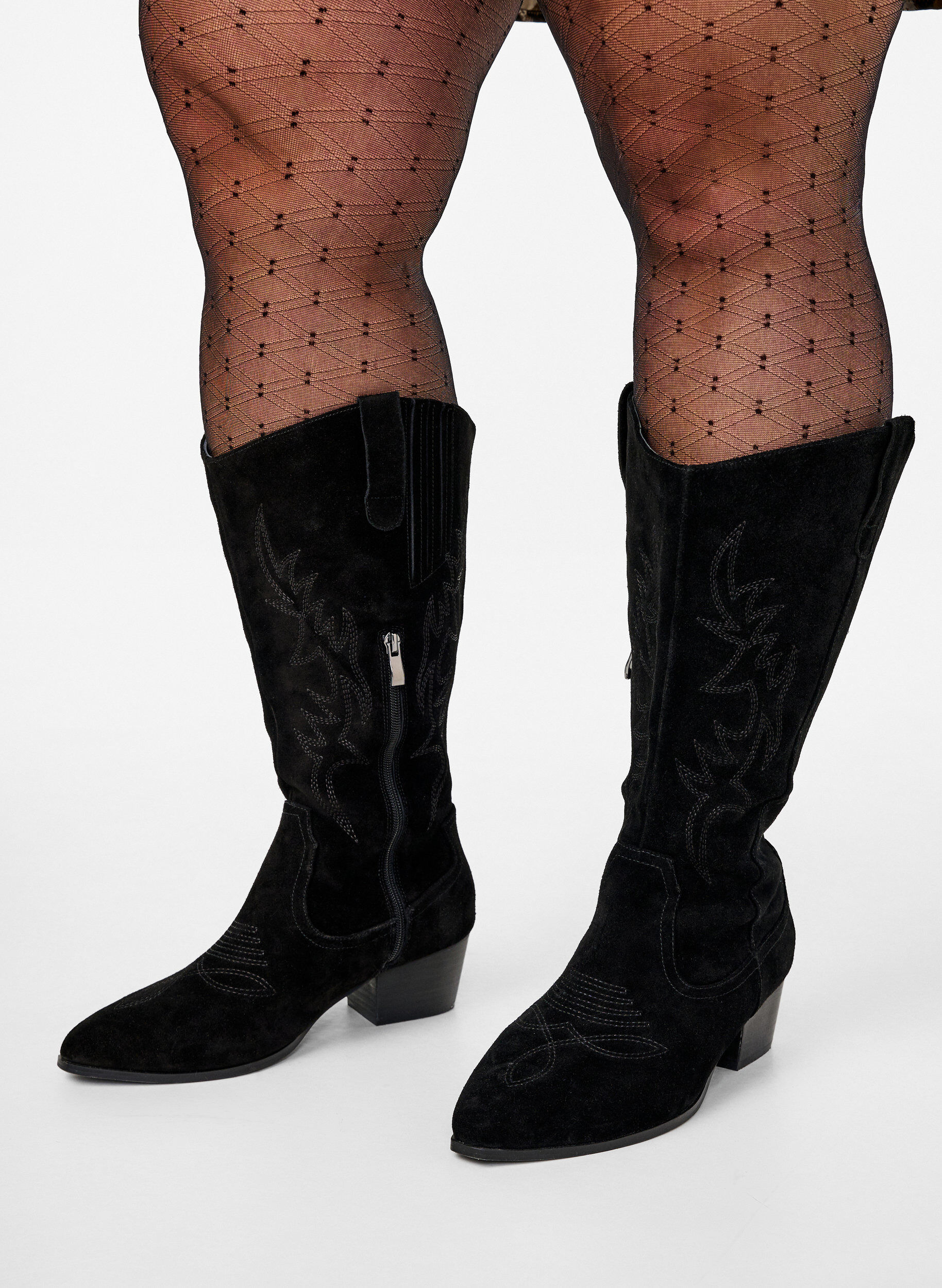 Zizzi Extra-Weite - Cowboystiefel aus Wildleder, Black, Model image number 0