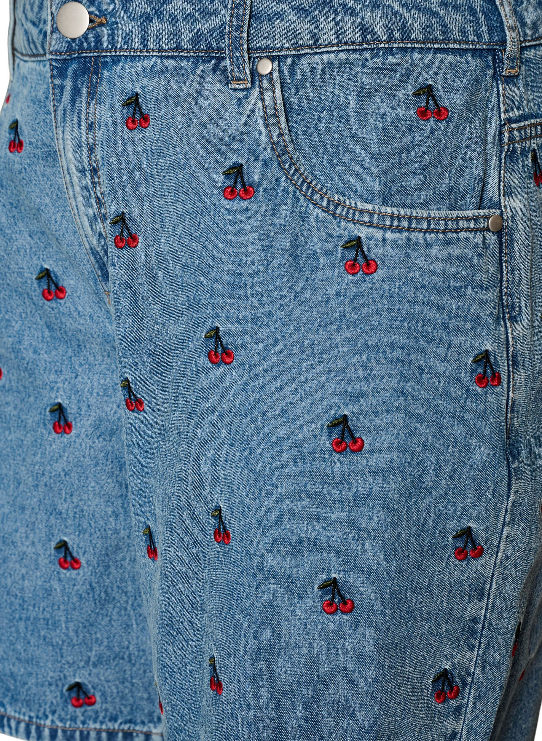 ZizziShort en jean brod&eacute;, Bleu Clair, Packshot image number 2