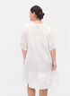 Robe en viscose rayée avec ruban en dentelle, Bright White, Model image number 1