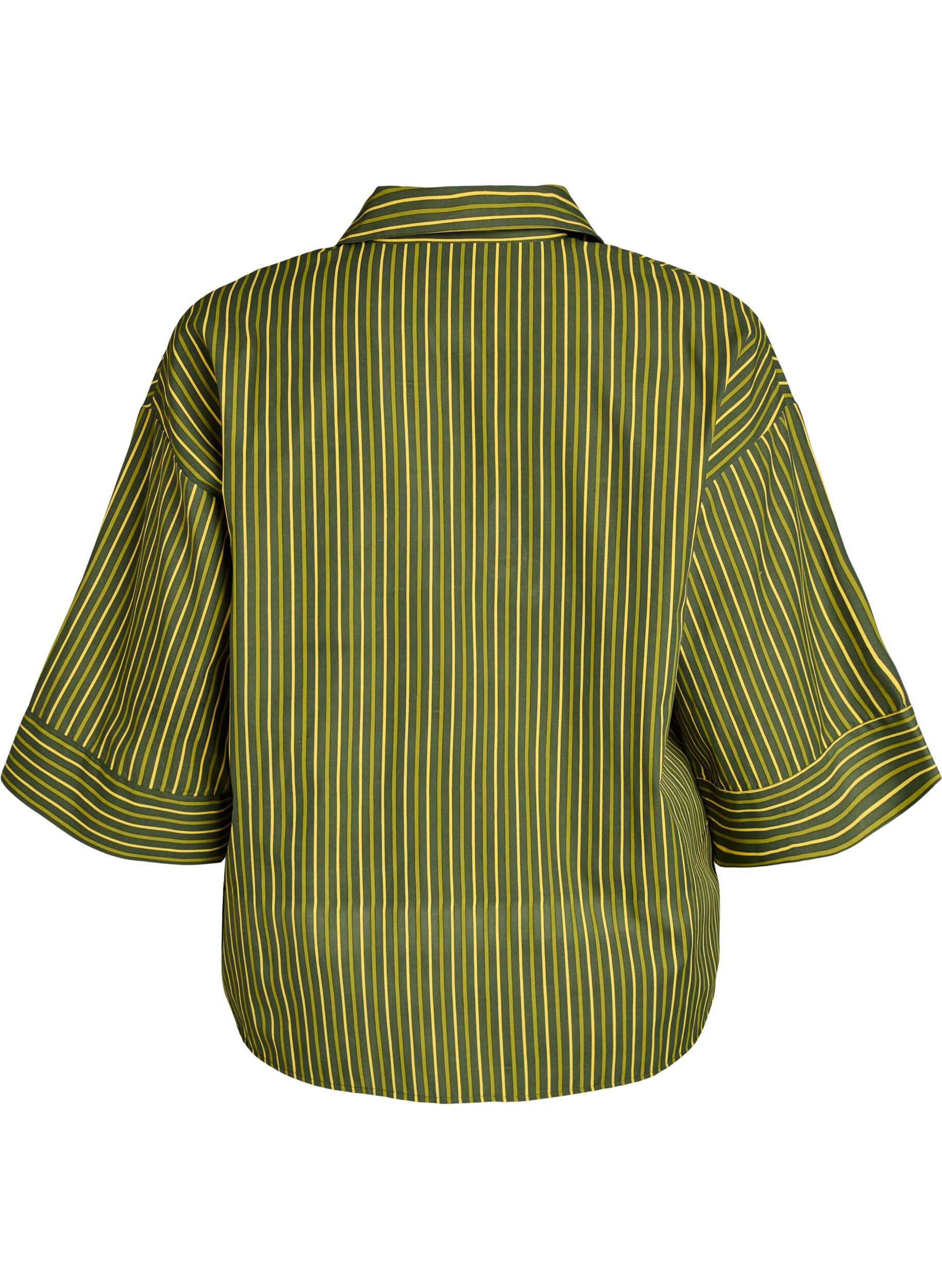 ZizziChemise ample &agrave; rayures avec manches 3/4, Vert, Packshot image number 1