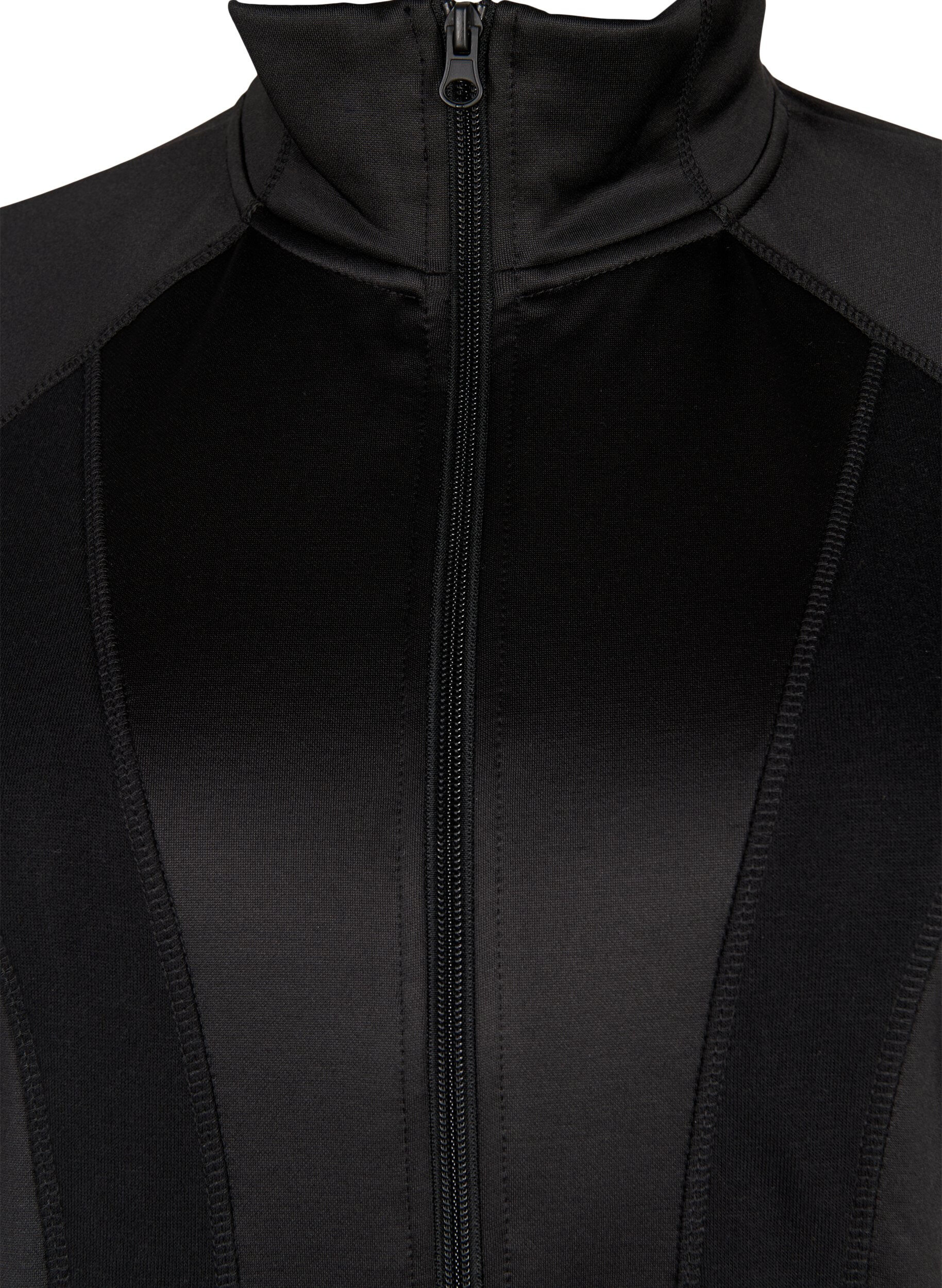 Zizzi Sportliche Strickjacke mit Rei&szlig;verschluss und hohem Kragen, Black, Packshot image number 2