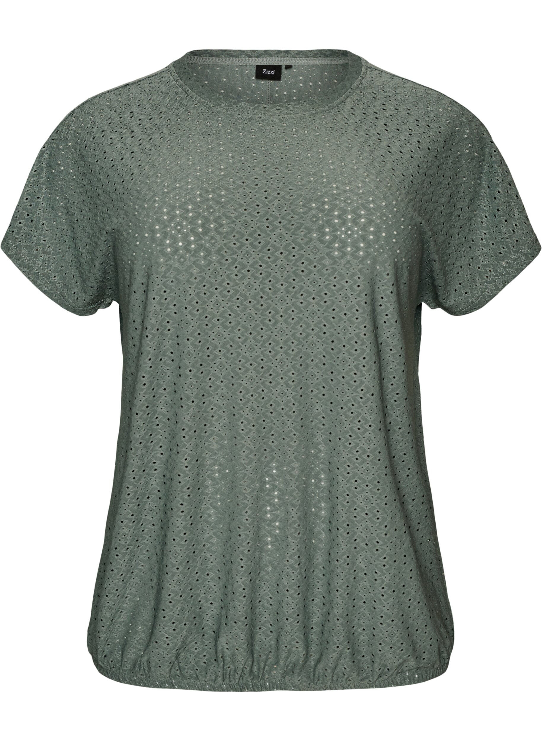 ZizziBlouse avec broderie ajour&eacute;e et effet ballon, Vert fonc&eacute;, Packshot image number 0