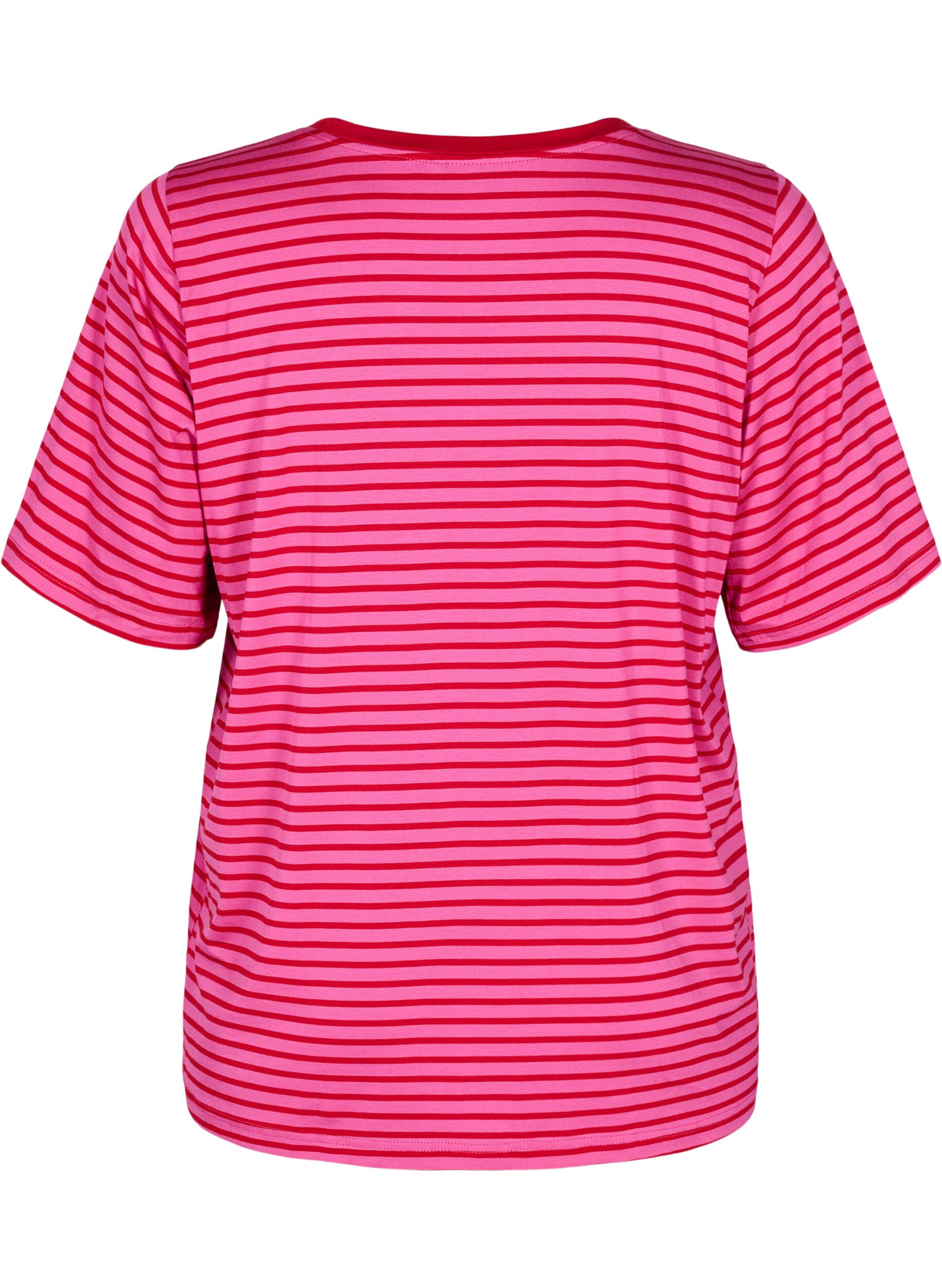 Zizzi T-shirt avec TENCEL&trade; Lyocell et rayures, Rose, Packshot image number 1