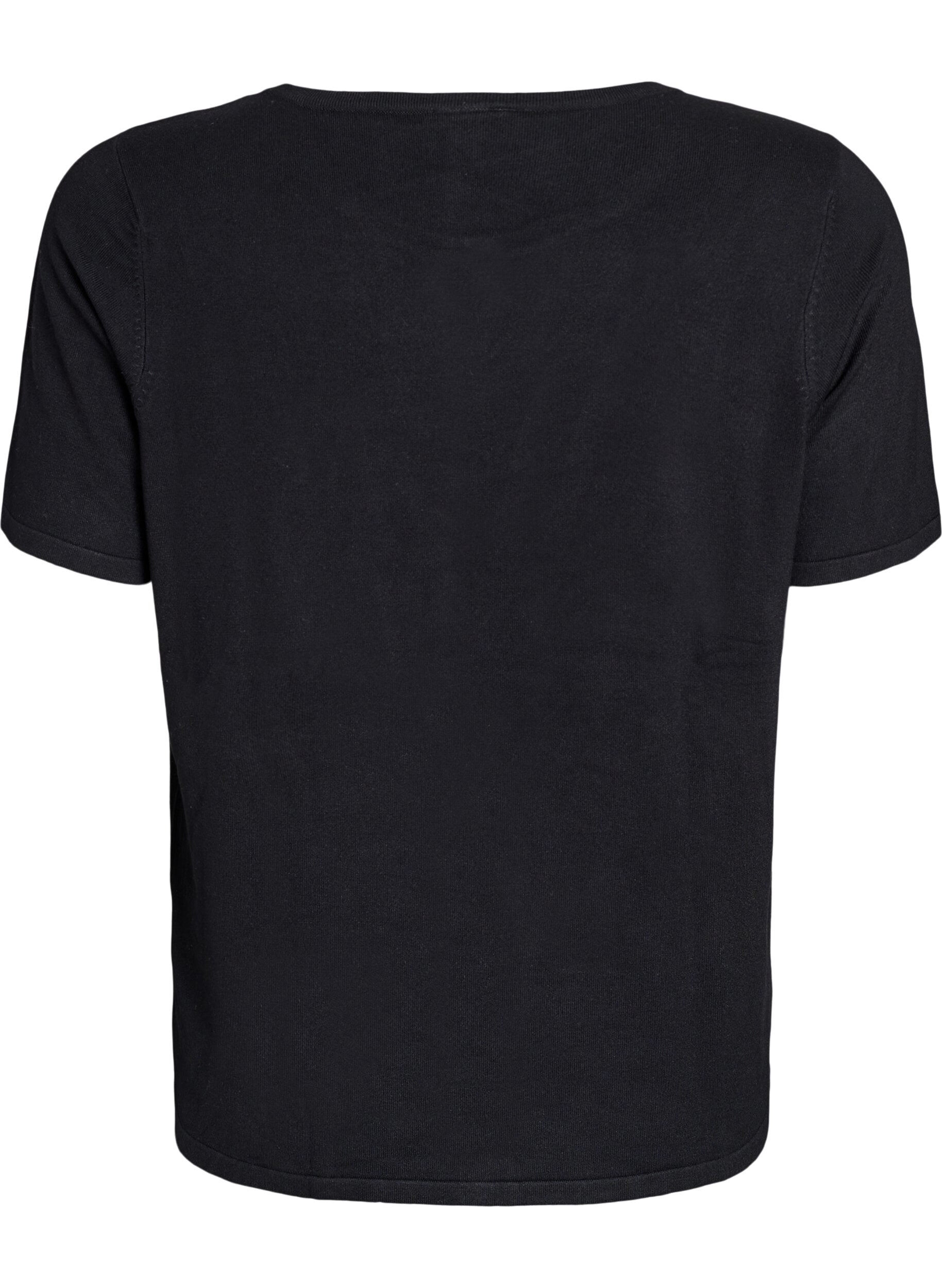 Zizzi Kurz&auml;rmelige Strickjacke aus Viskose, Schwarz, Packshot image number 1