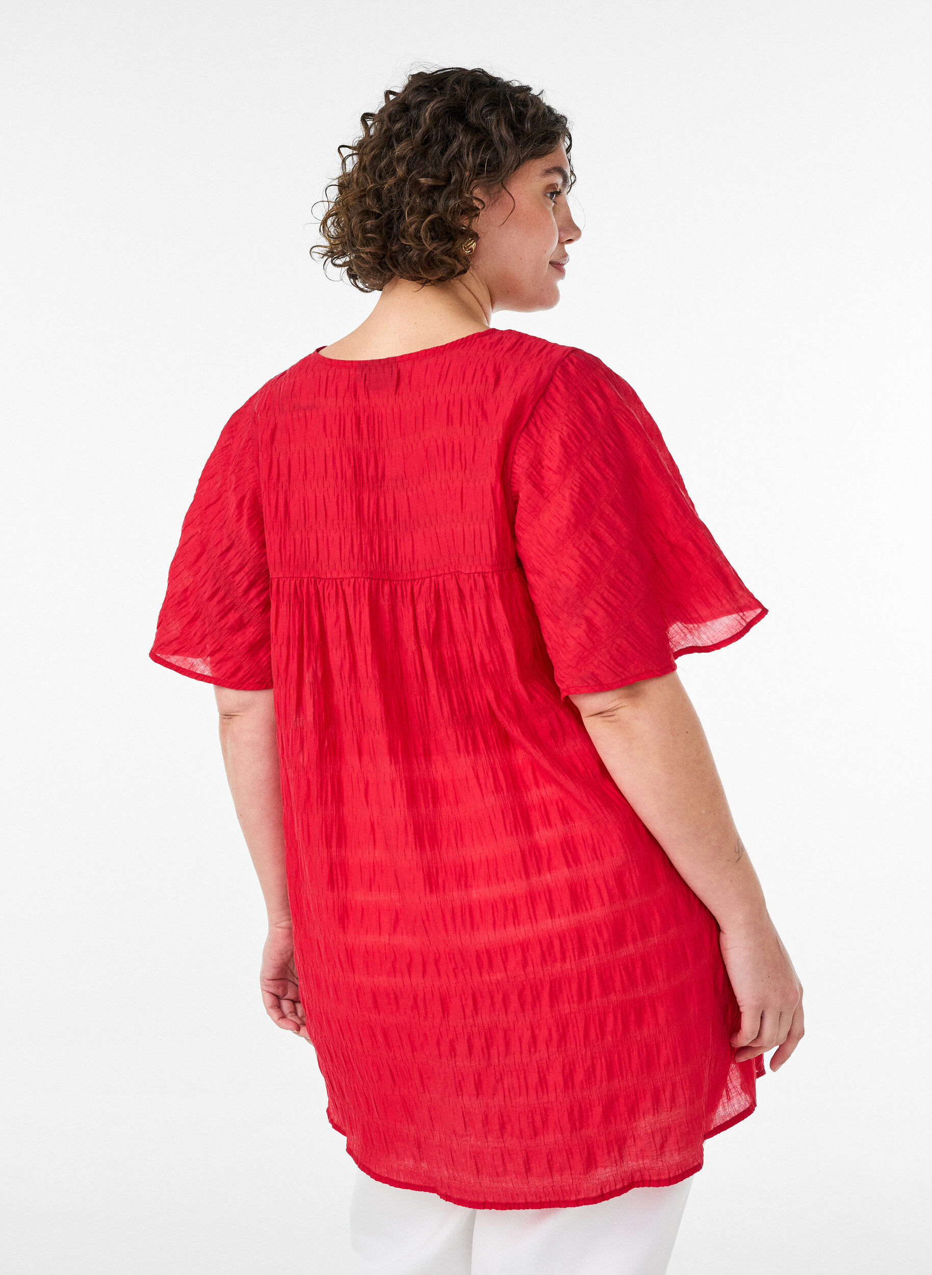 ZizziTunika aus Lyocell mit Flatter&auml;rmeln, Rot, Model image number 2