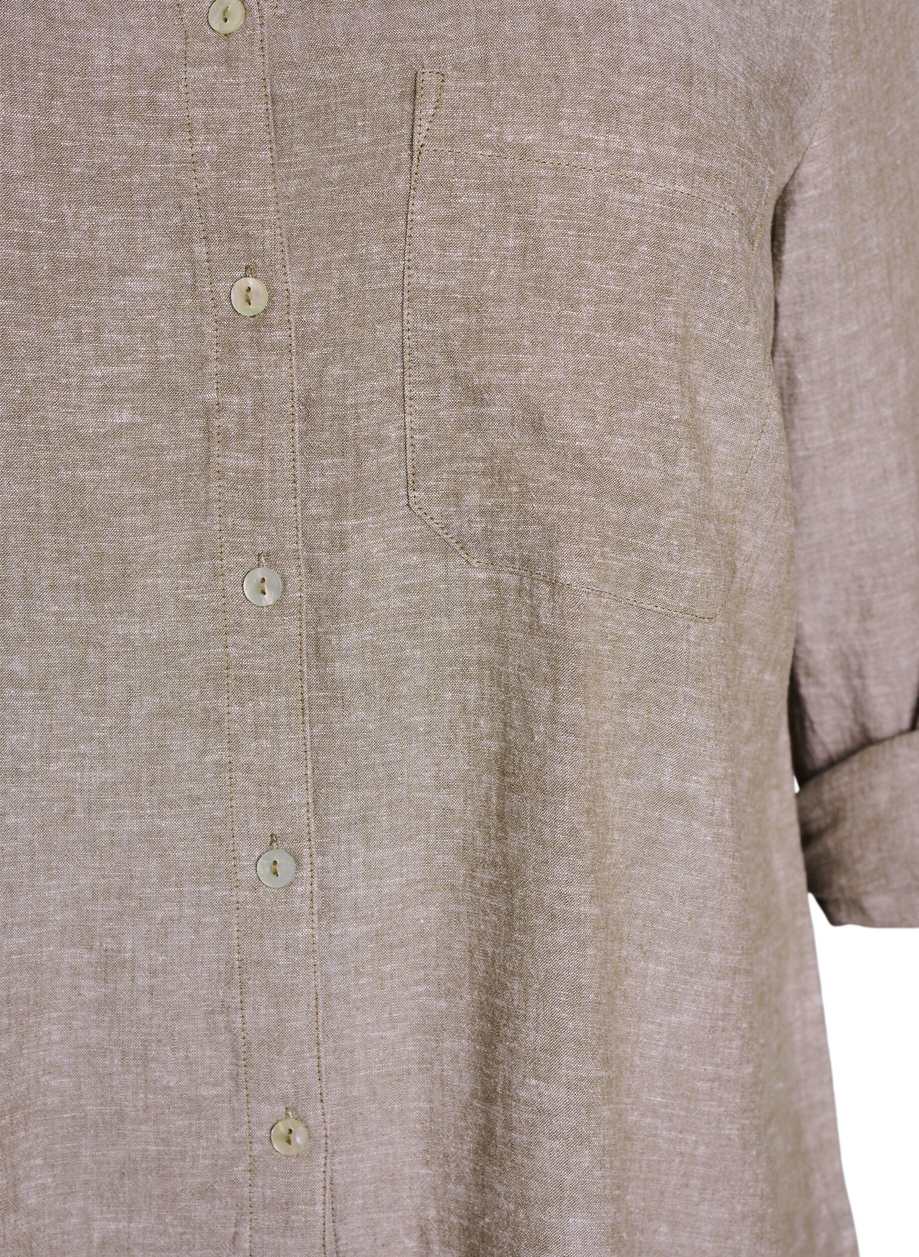 ZizziBluse aus Leinen und Viskose mit 3/4-&Auml;rmeln, Braun, Packshot image number 2