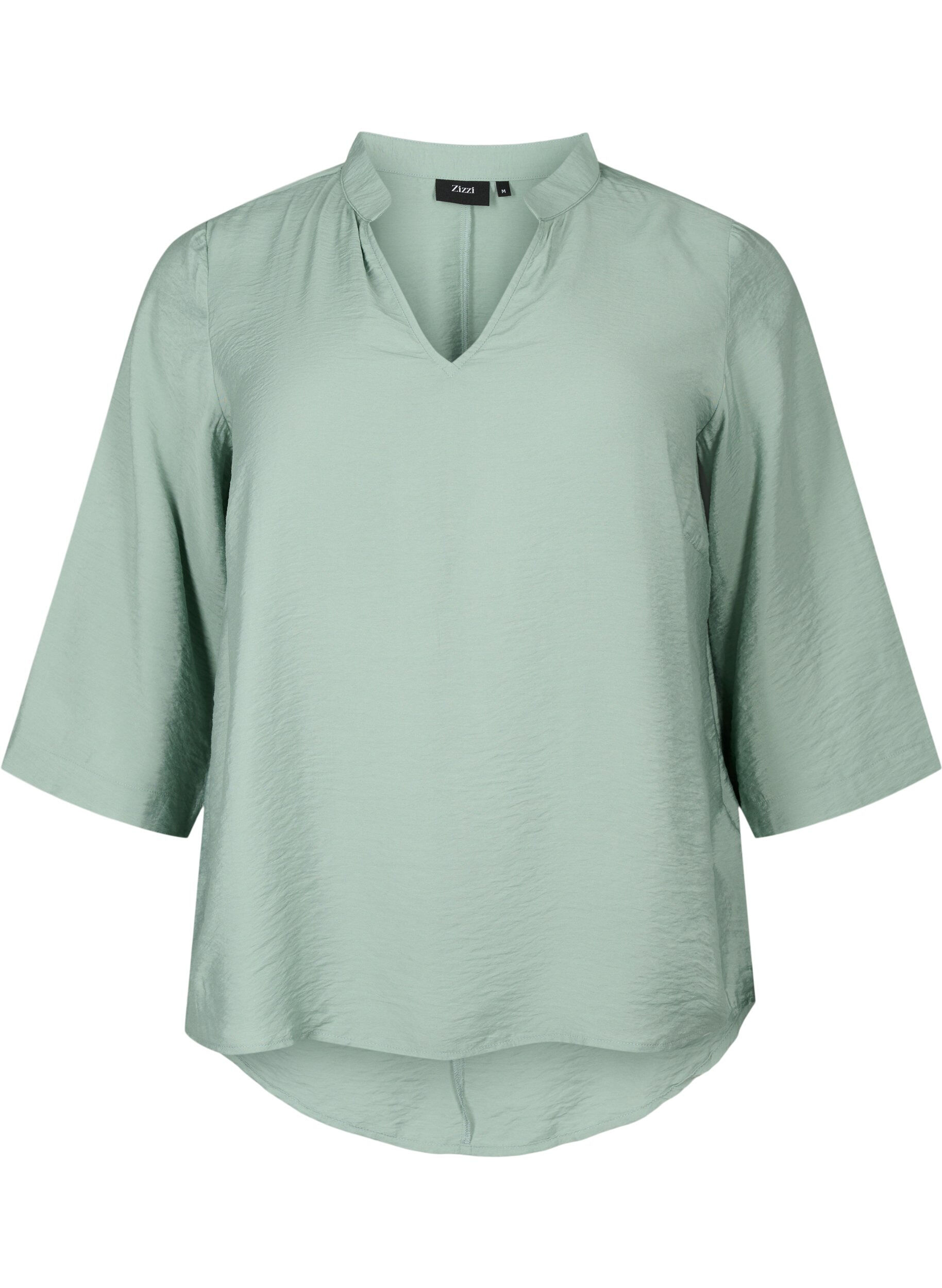 Zizzi Blouse &agrave; couleur unie avec manches 3/4, Chinois Green, Packshot image number 0