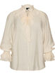 Blouse en viscose avec volants et manches longues, Vanille, Packshot image number 0