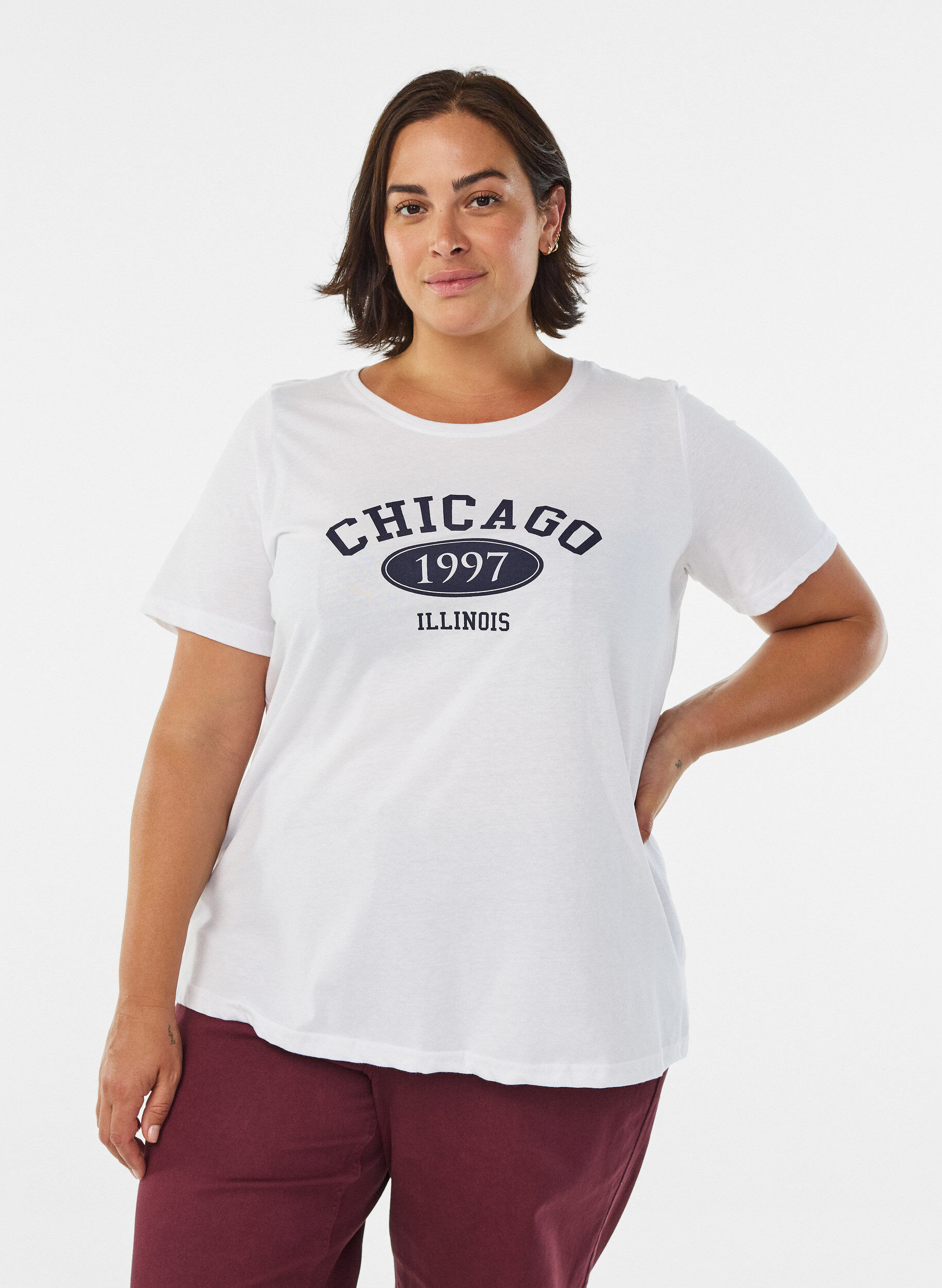 FLASH - T-Shirt mit Print, Wei&szlig;, Model