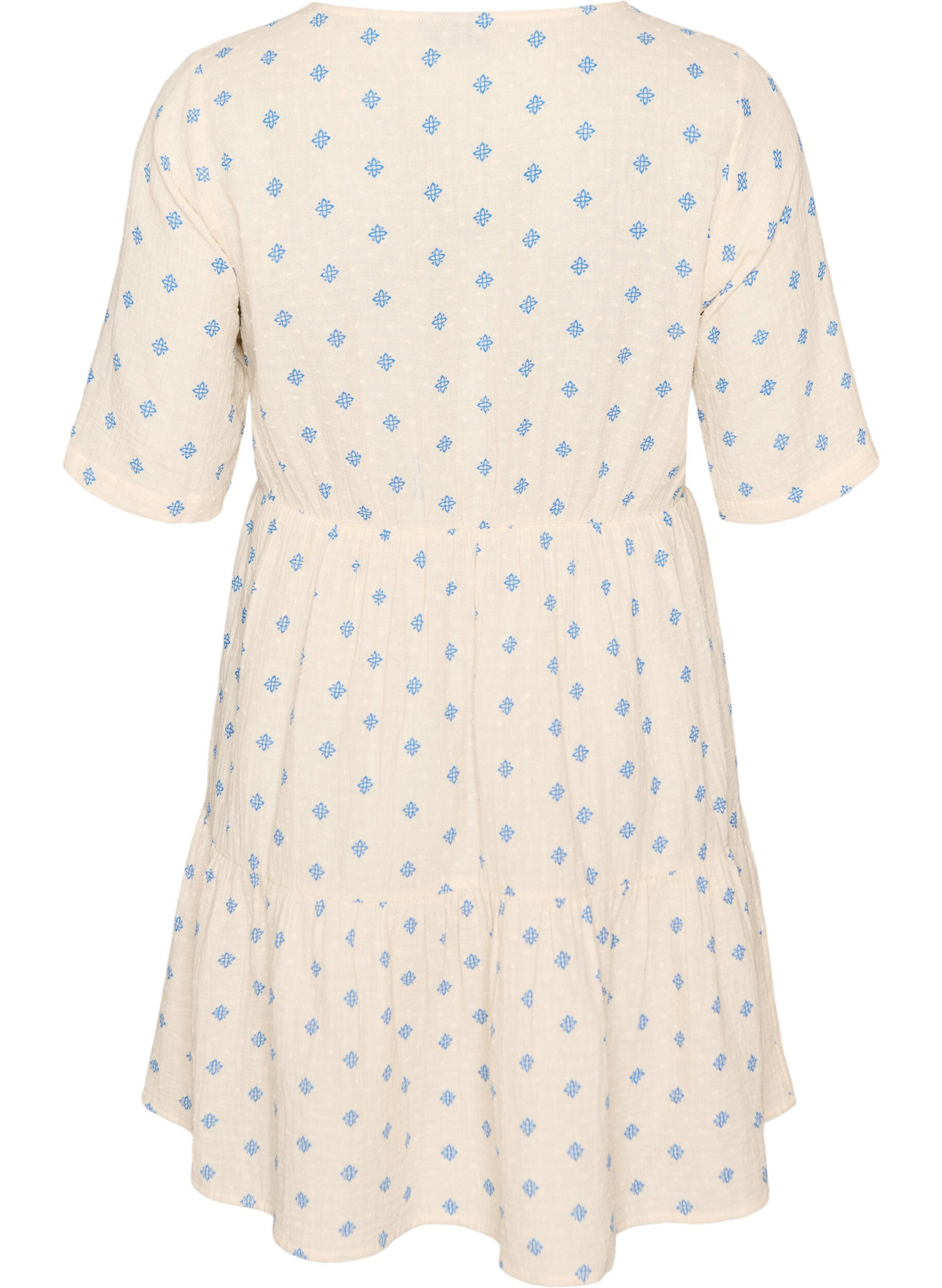 ZizziRobe imprim&eacute;e en coton avec une taille &eacute;lastique, Beige, Packshot image number 1